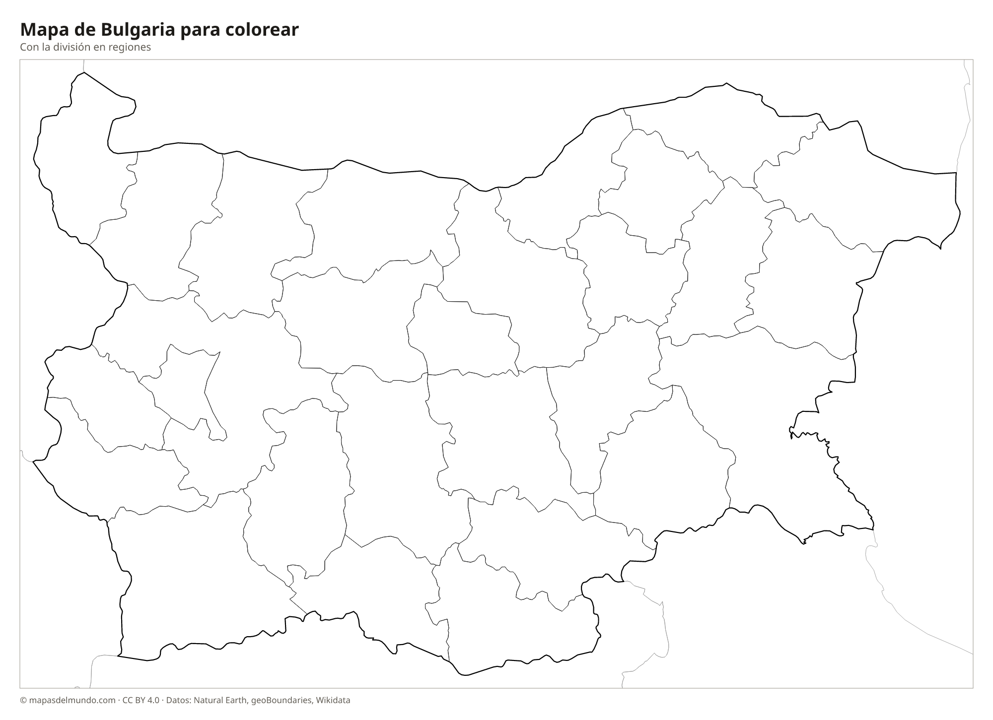 Mapa de Bulgaria para colorear