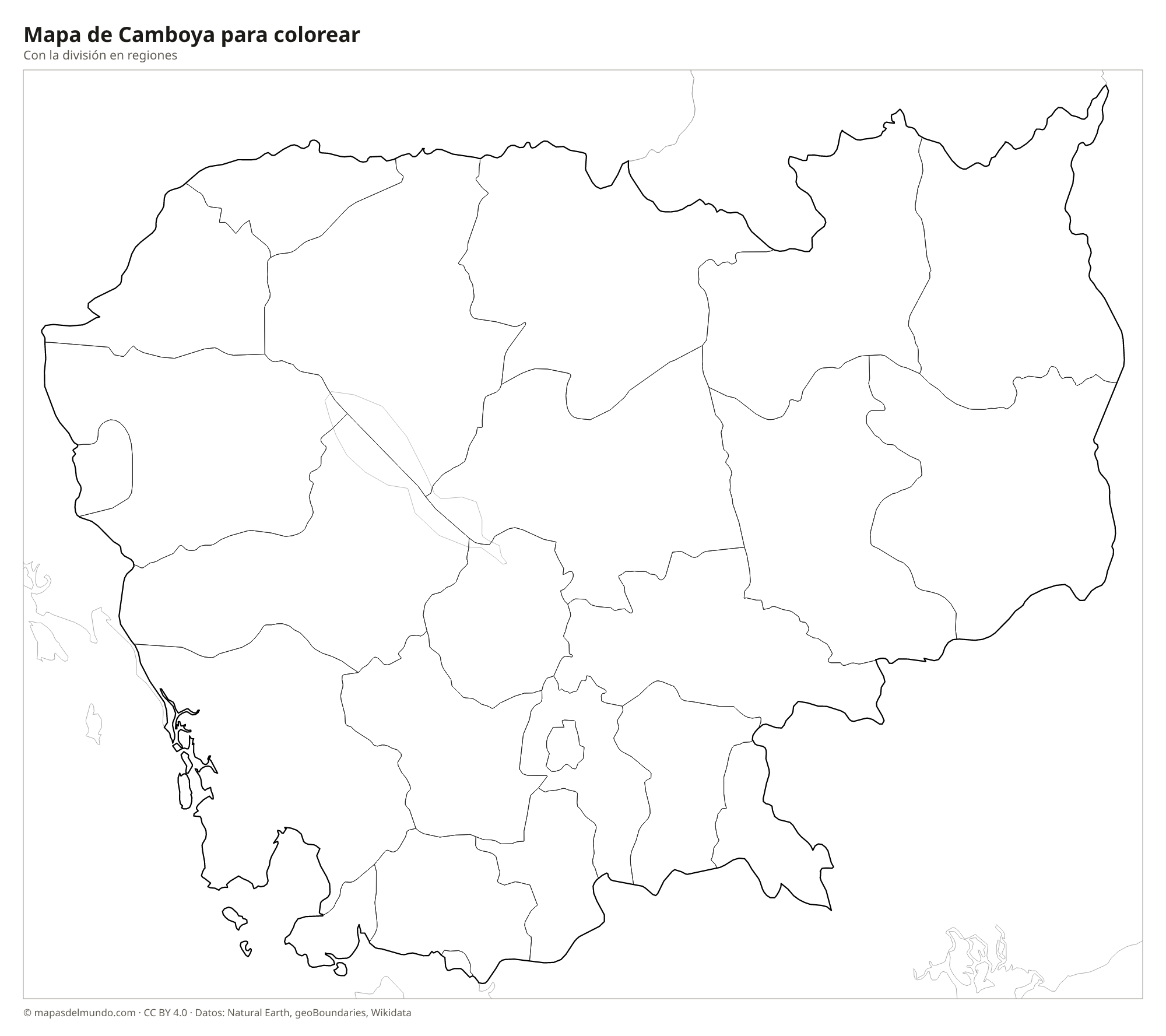 Mapa de Camboya para colorear