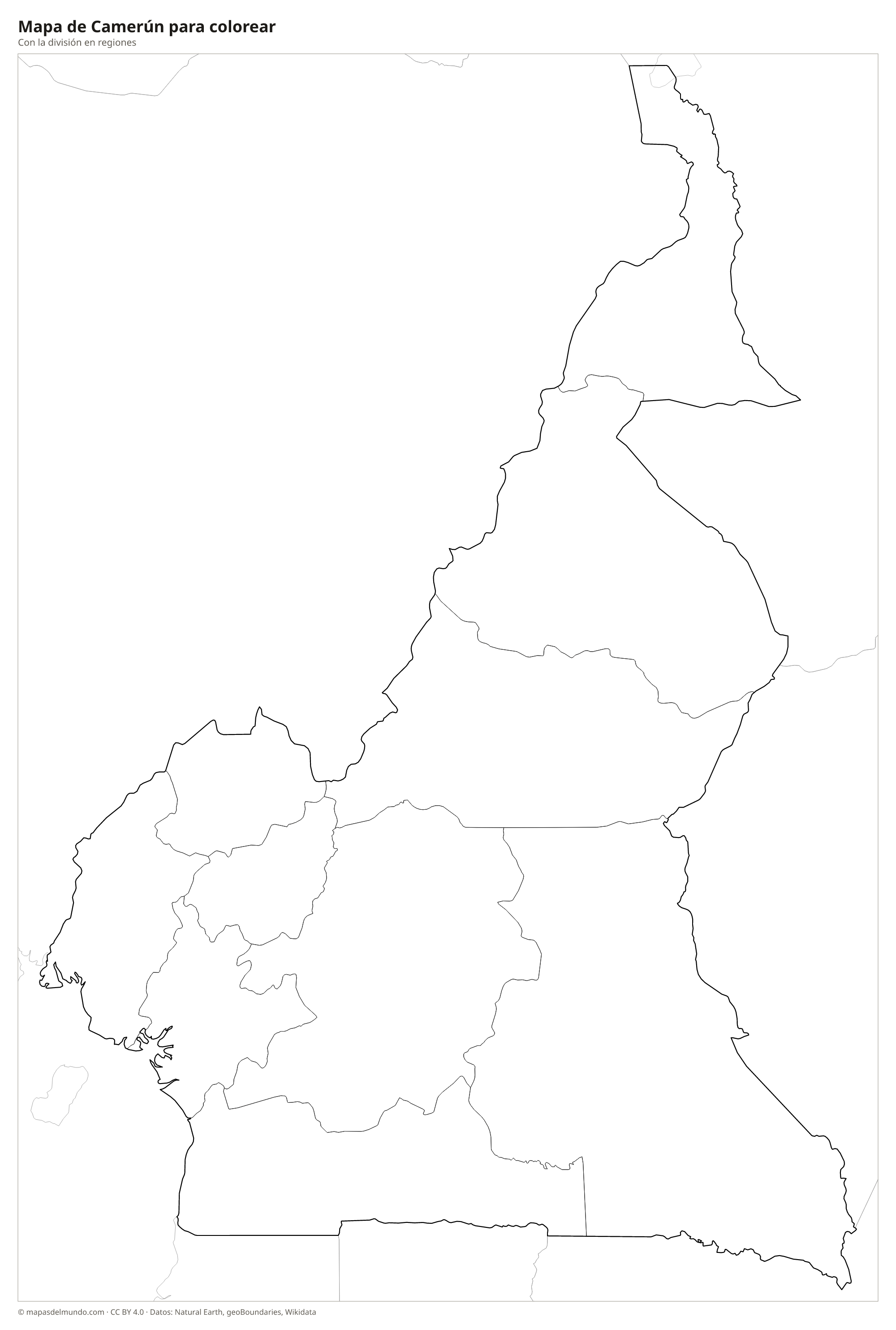 Mapa de Camerún para colorear