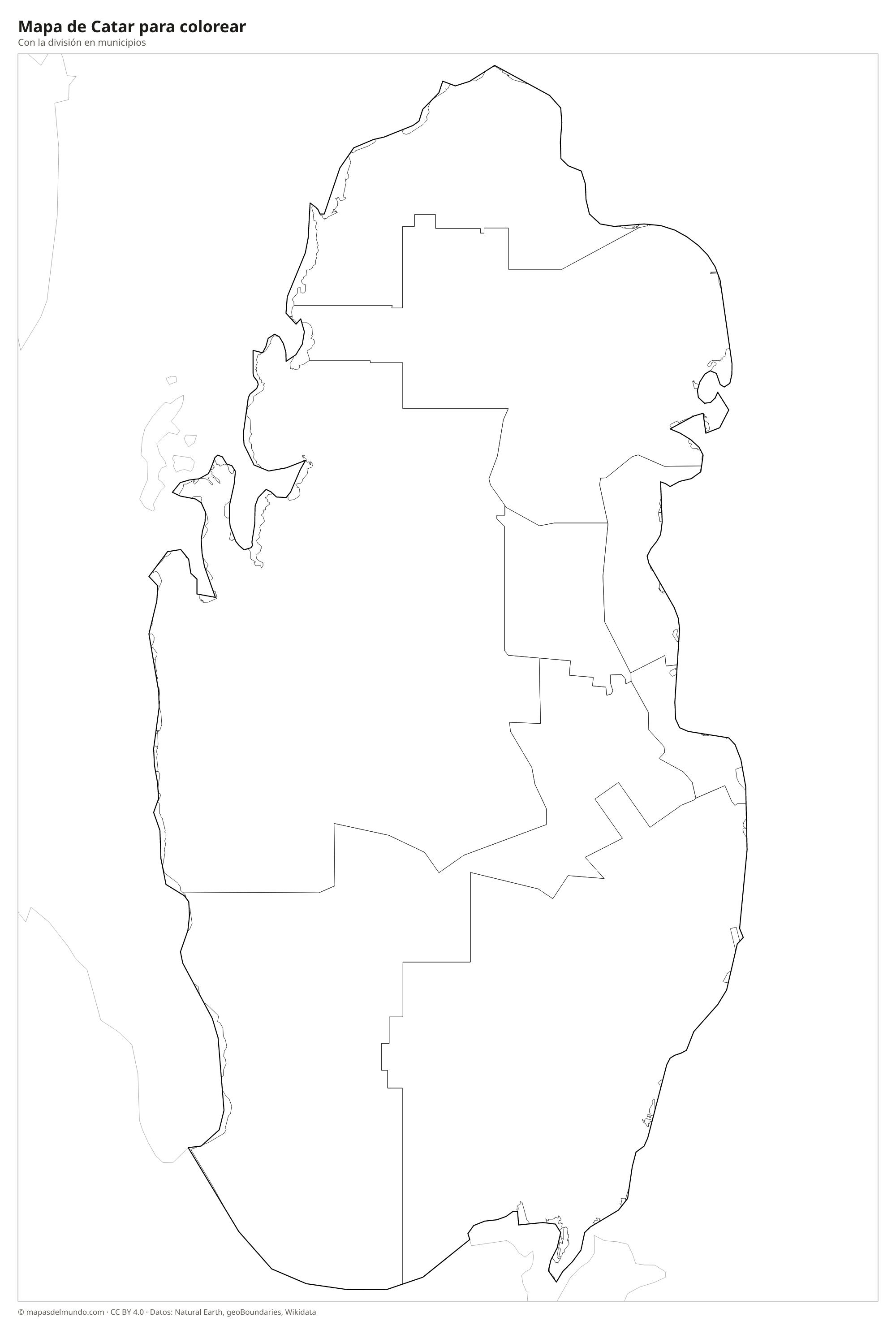 Mapa de Catar para colorear