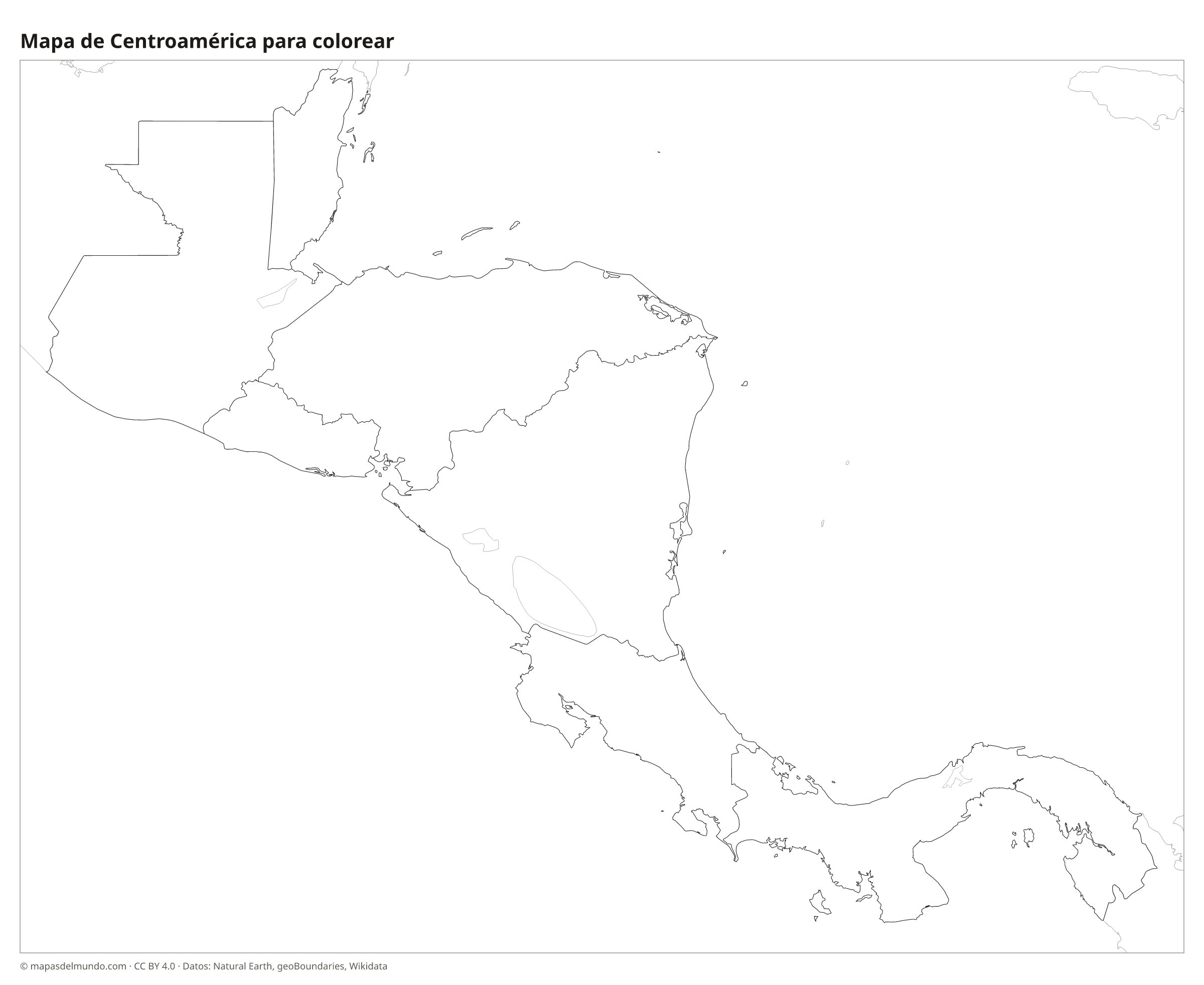 Mapa de Centroamérica para colorear