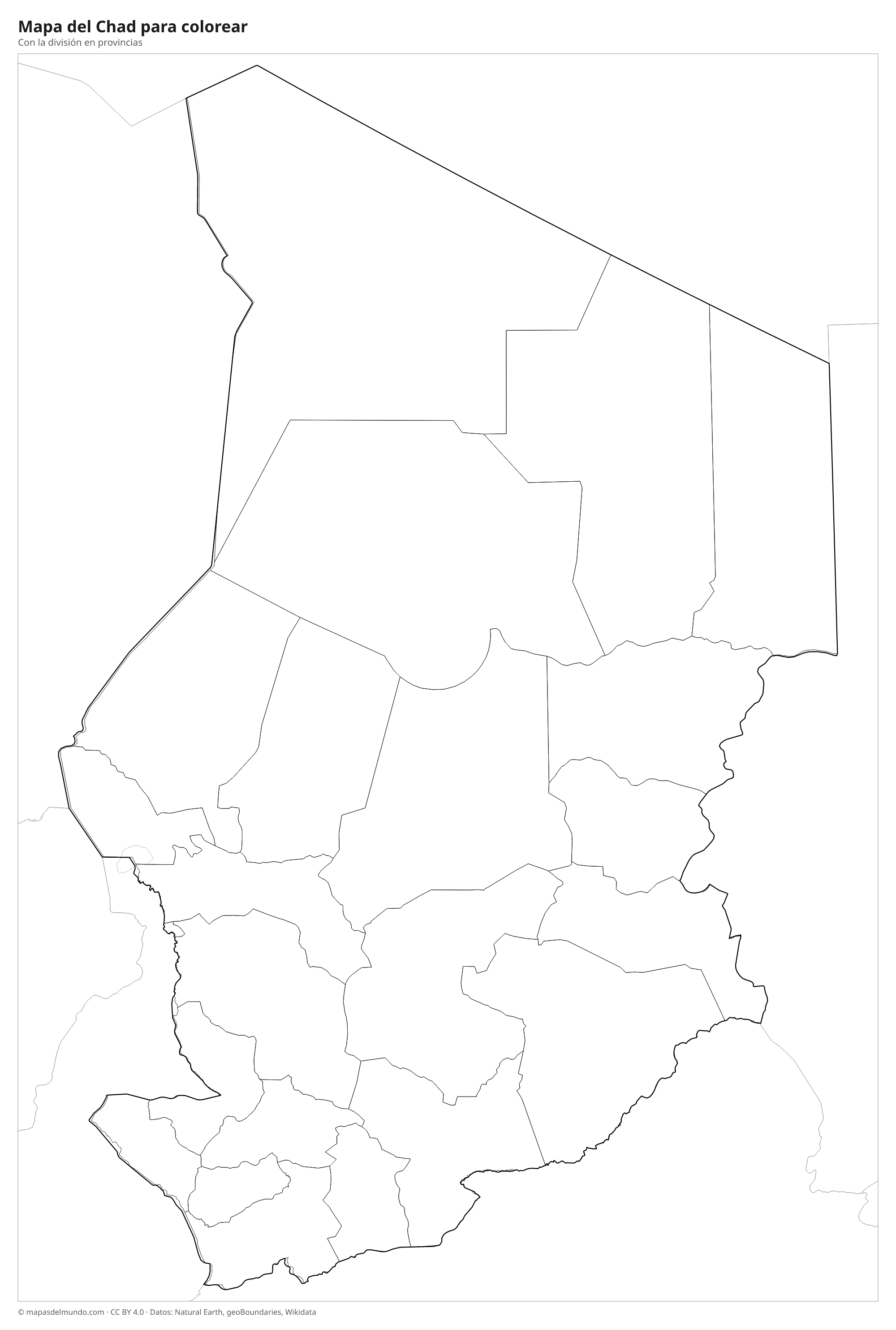 Mapa del Chad para colorear