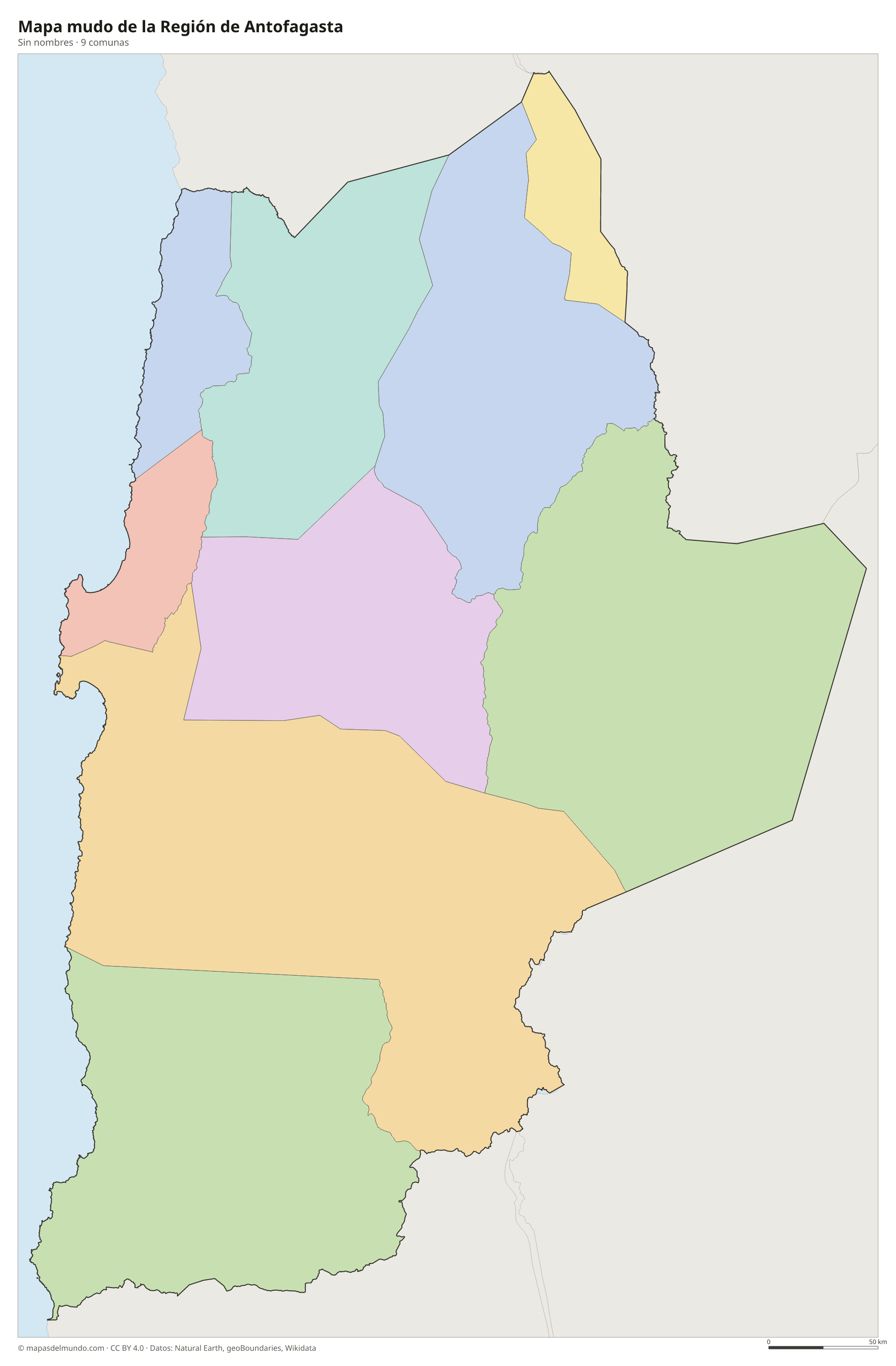 Mapa mudo de la Región de Antofagasta