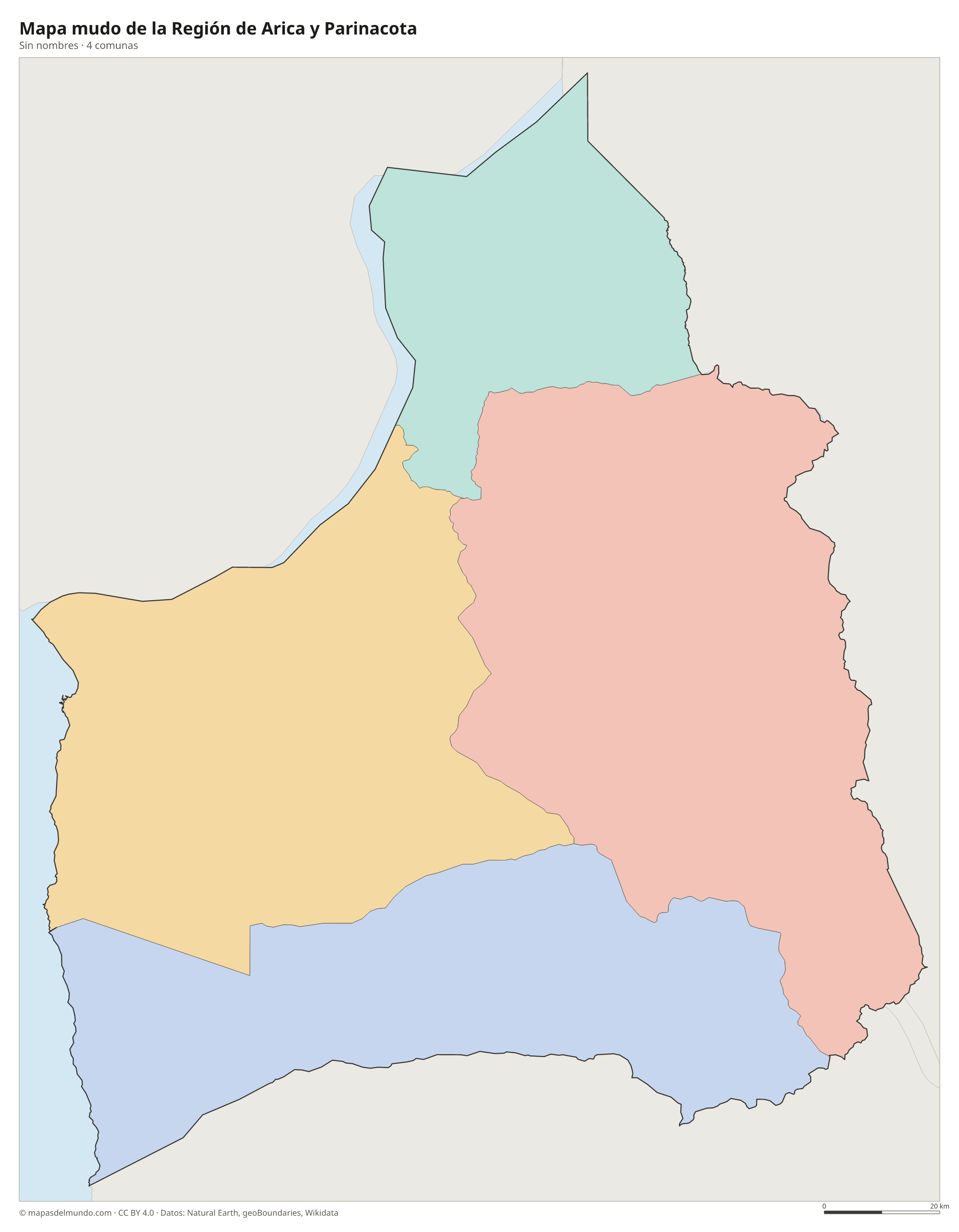 Mapa mudo de la Región de Arica y Parinacota