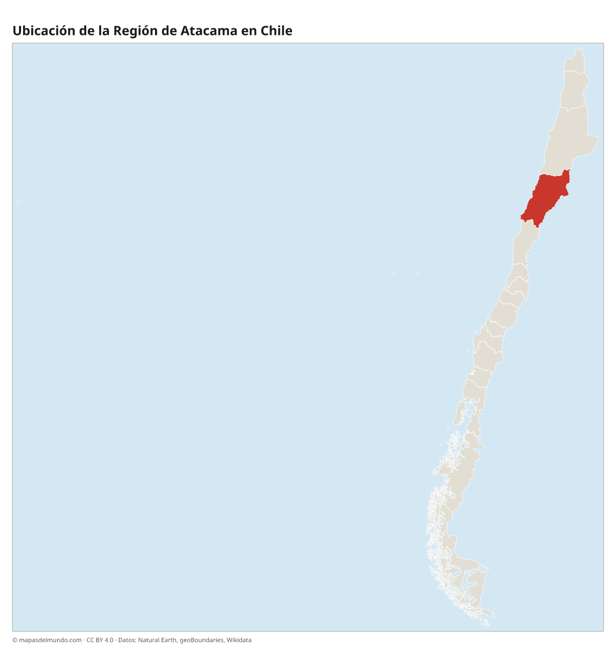 Ubicación de la Región de Atacama en el mapa de Chile