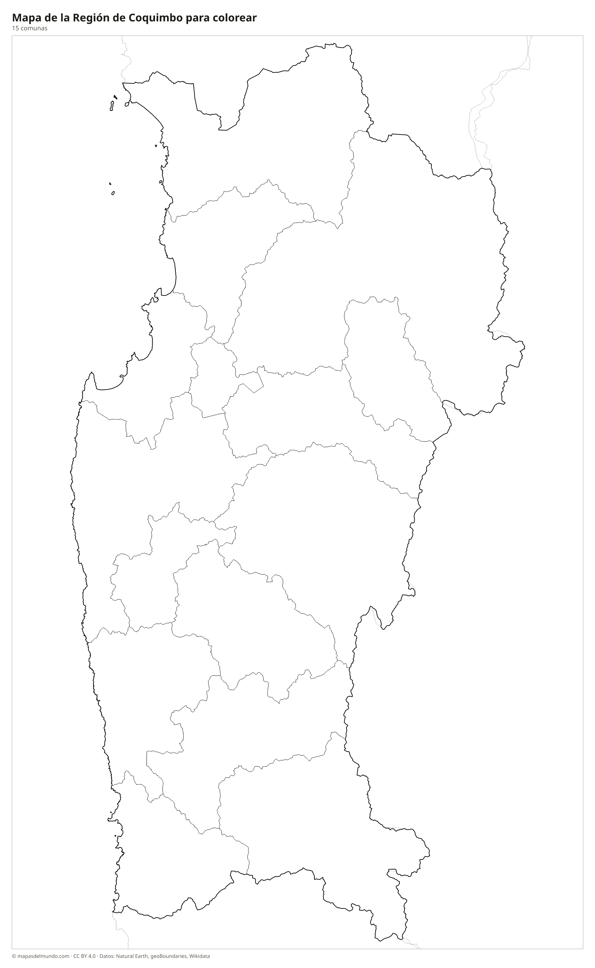 Mapa de la Región de Coquimbo para colorear