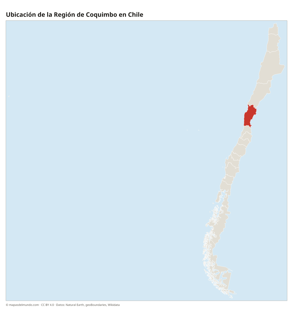 Ubicación de la Región de Coquimbo en el mapa de Chile