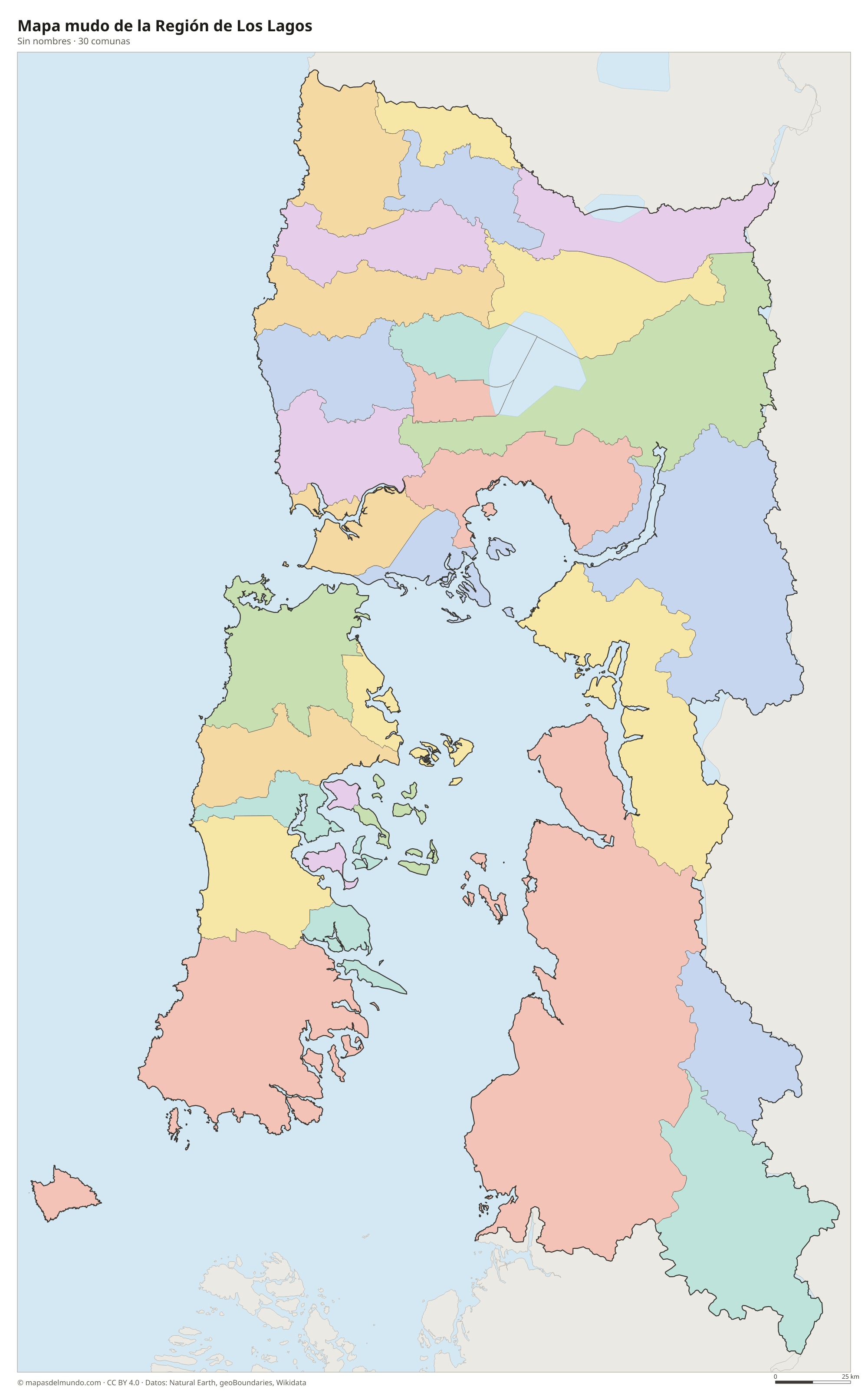 Mapa mudo de la Región de Los Lagos