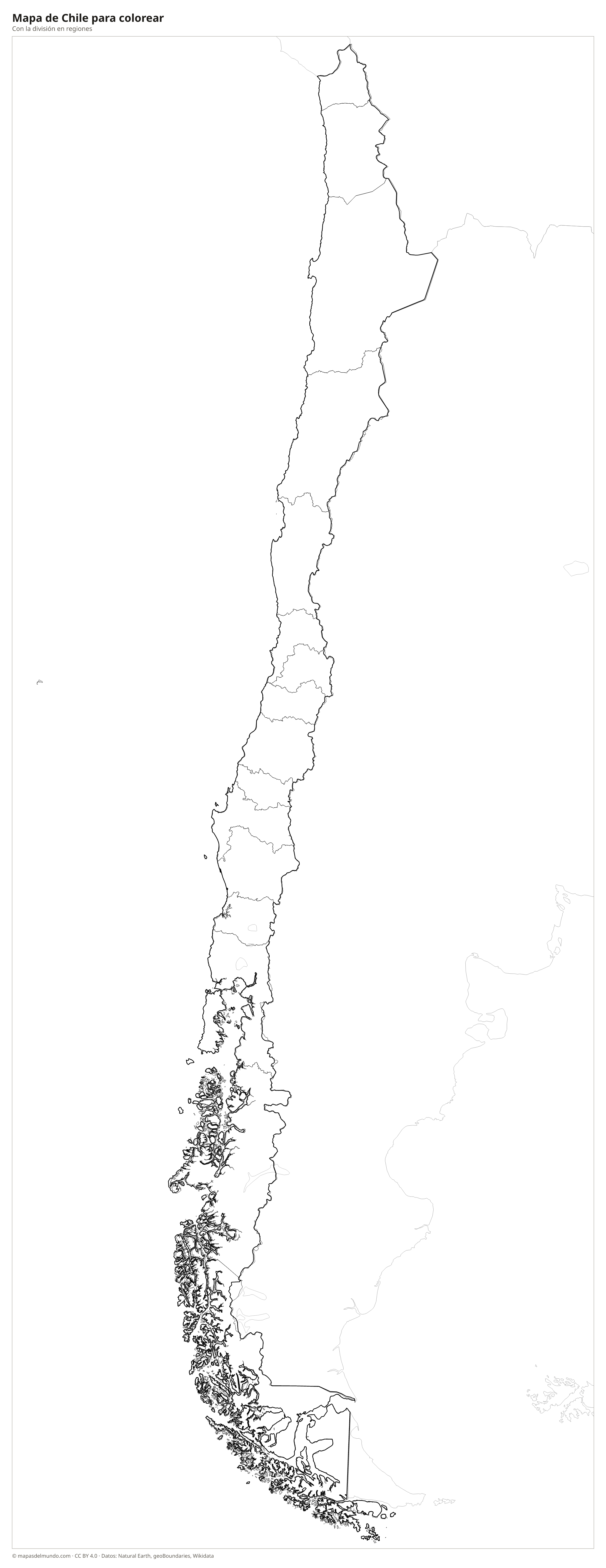 Mapa de Chile para colorear
