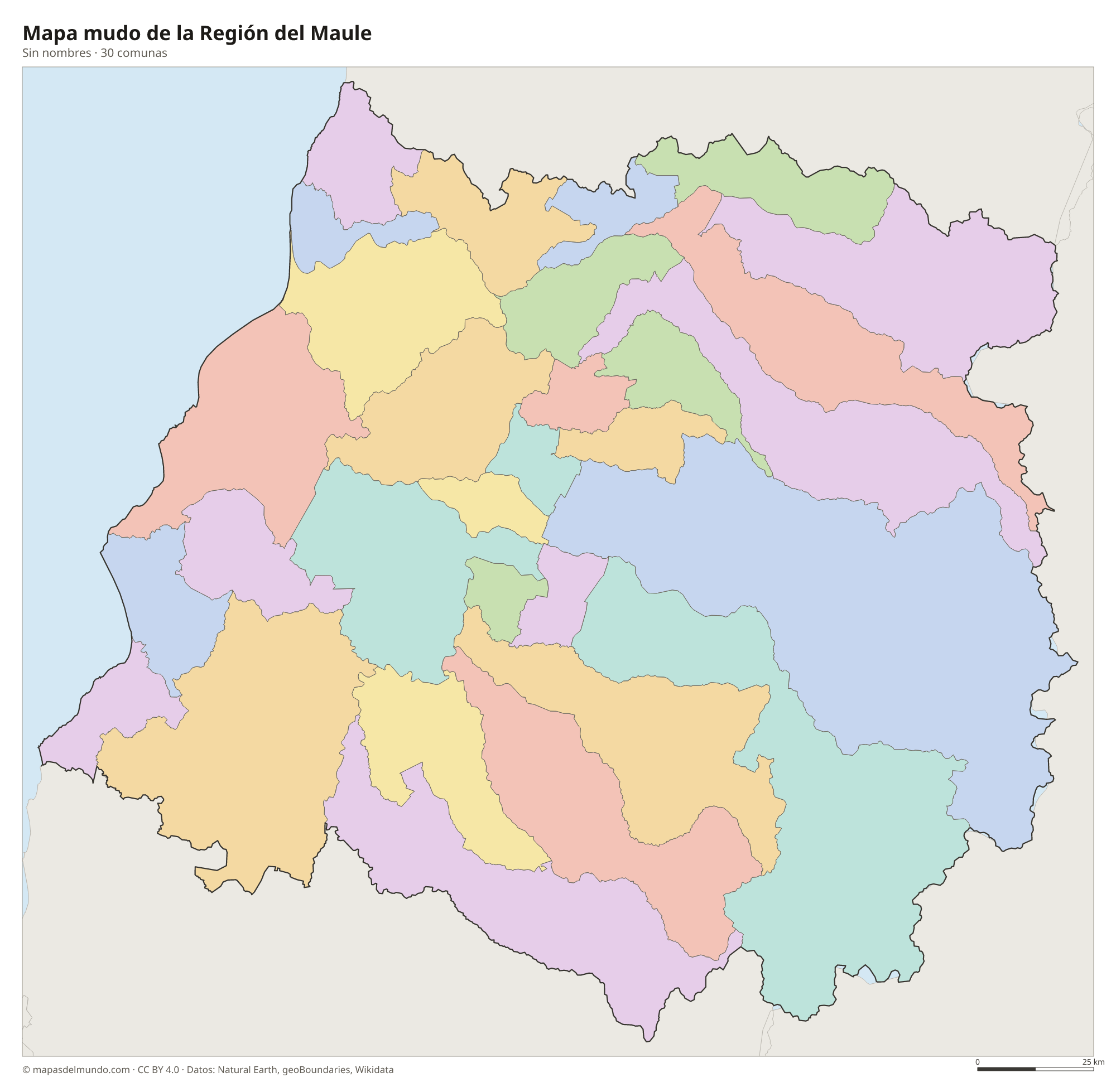 Mapa mudo de la Región del Maule