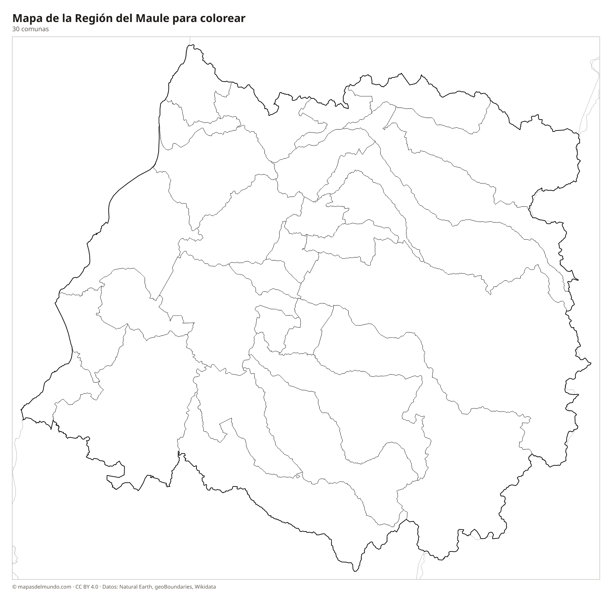 Mapa de la Región del Maule para colorear