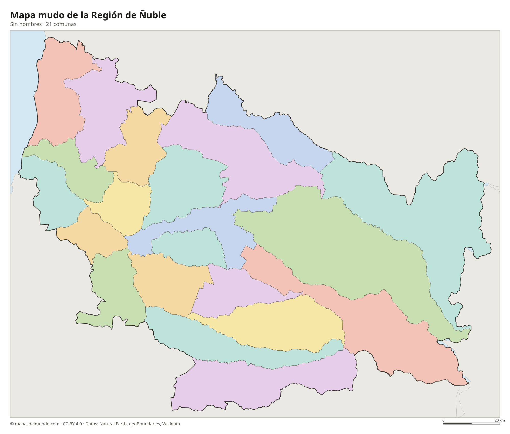 Mapa mudo de la Región de Ñuble