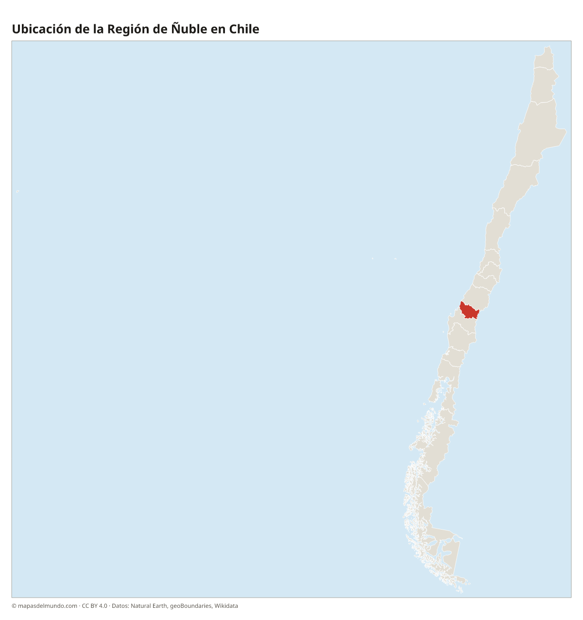 Ubicación de la Región de Ñuble en el mapa de Chile