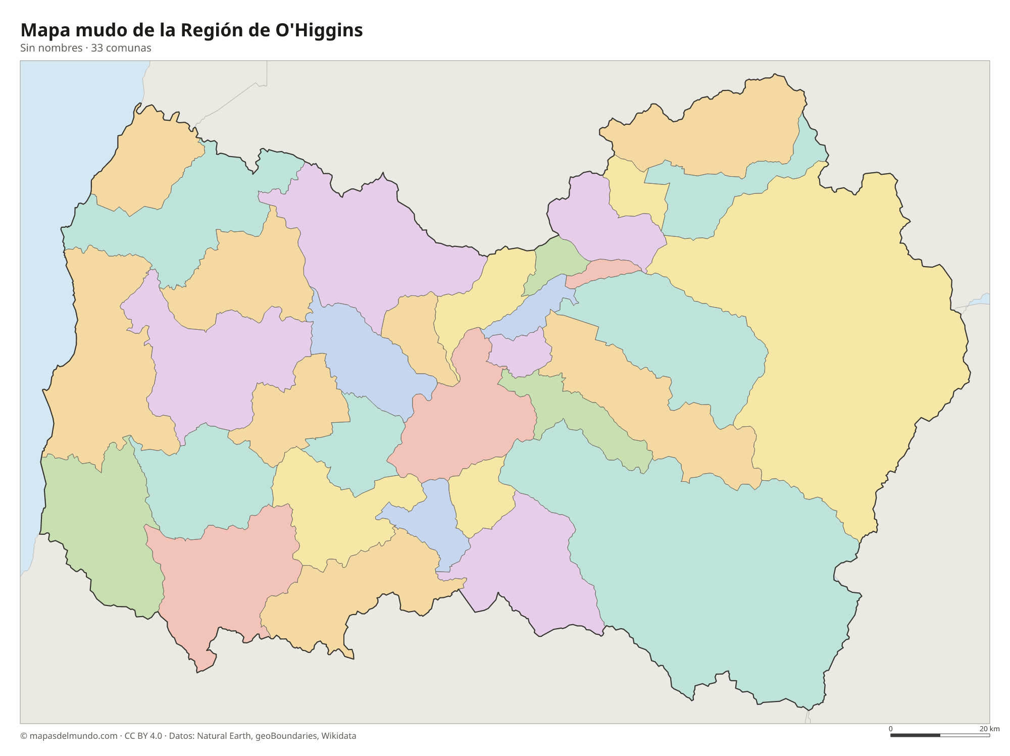 Mapa mudo de la Región de O'Higgins