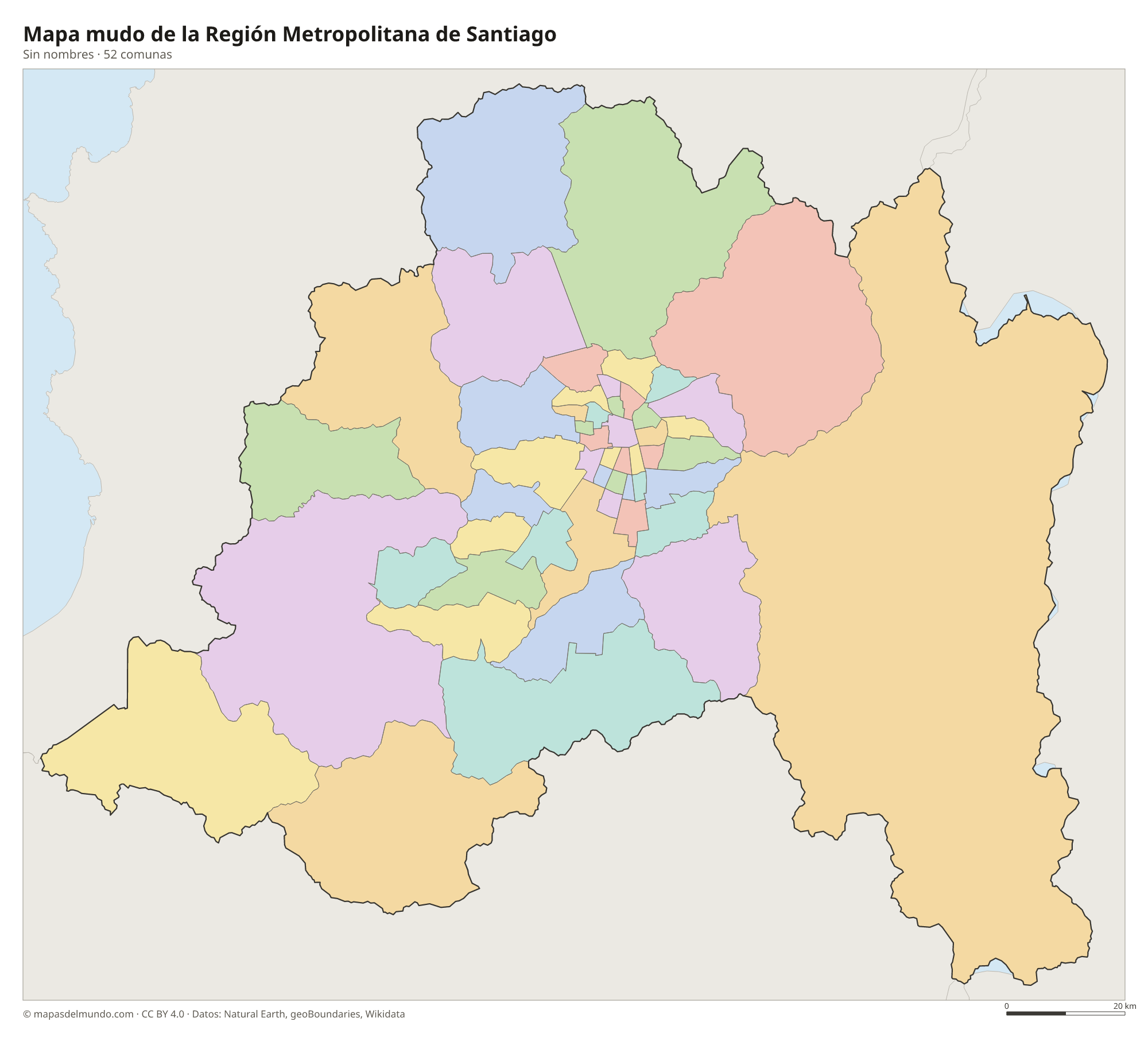 Mapa mudo de la Región Metropolitana de Santiago
