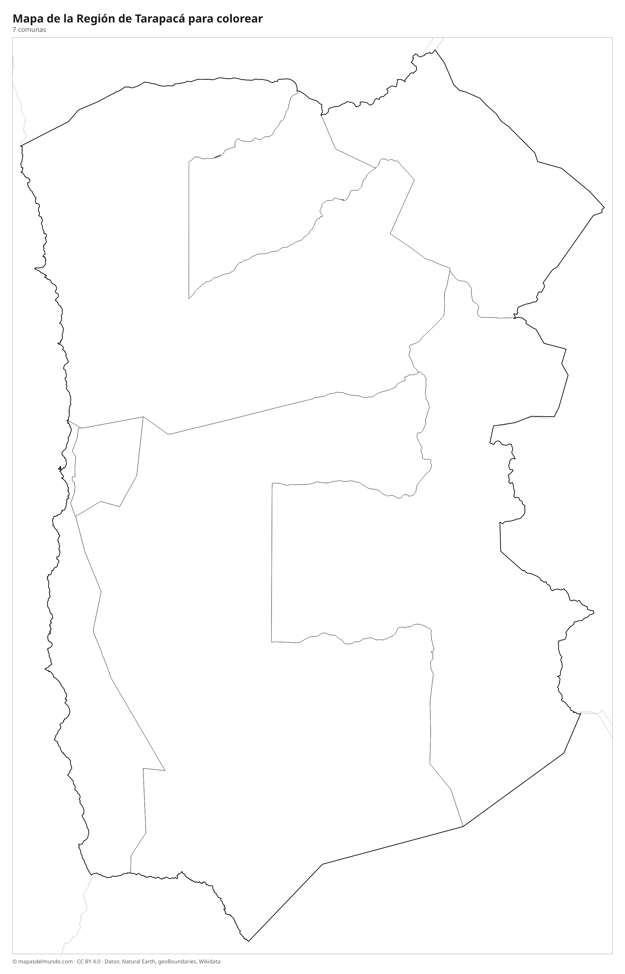 Mapa de la Región de Tarapacá para colorear