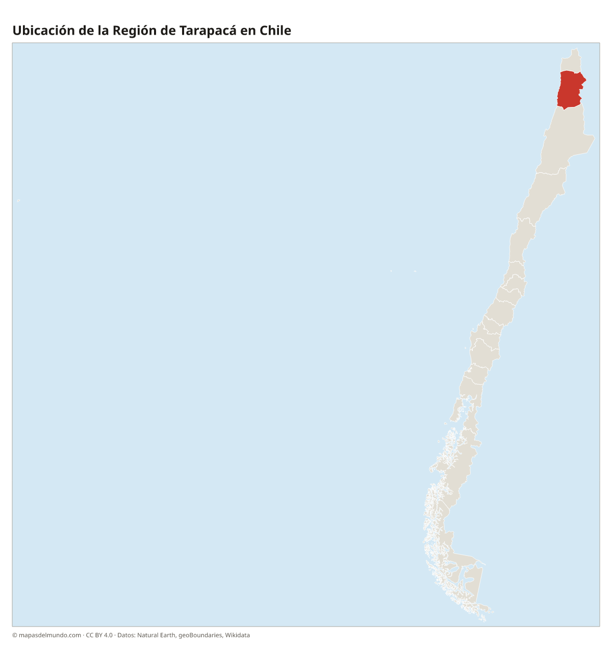 Ubicación de la Región de Tarapacá en el mapa de Chile