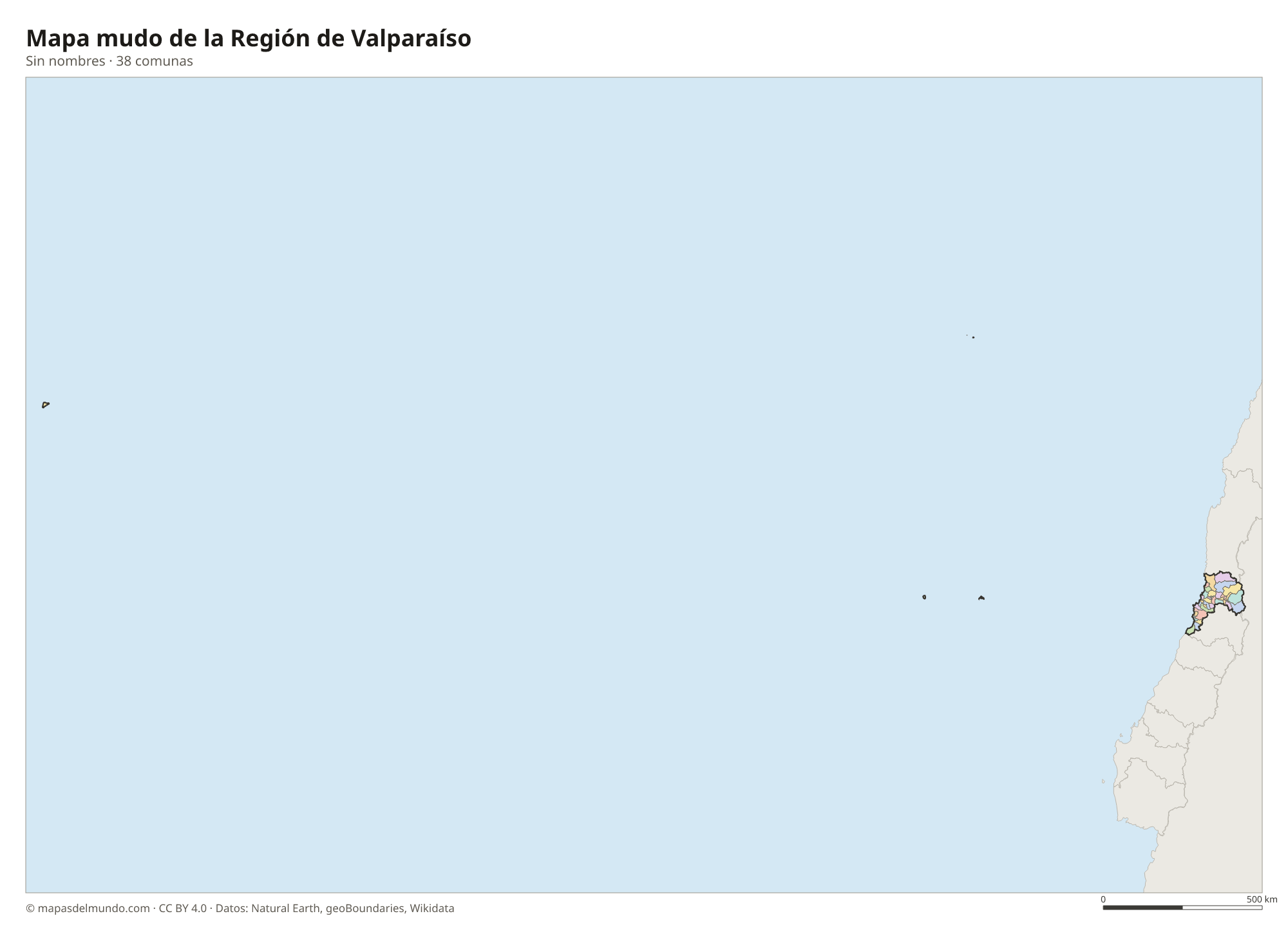 Mapa mudo de la Región de Valparaíso