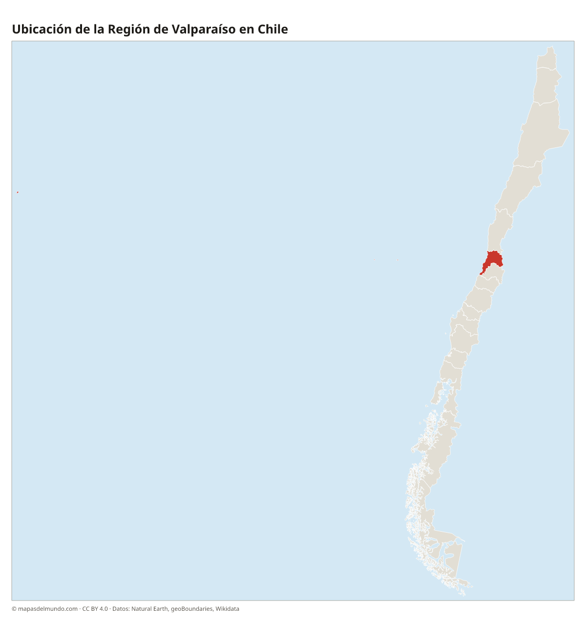 Ubicación de la Región de Valparaíso en el mapa de Chile