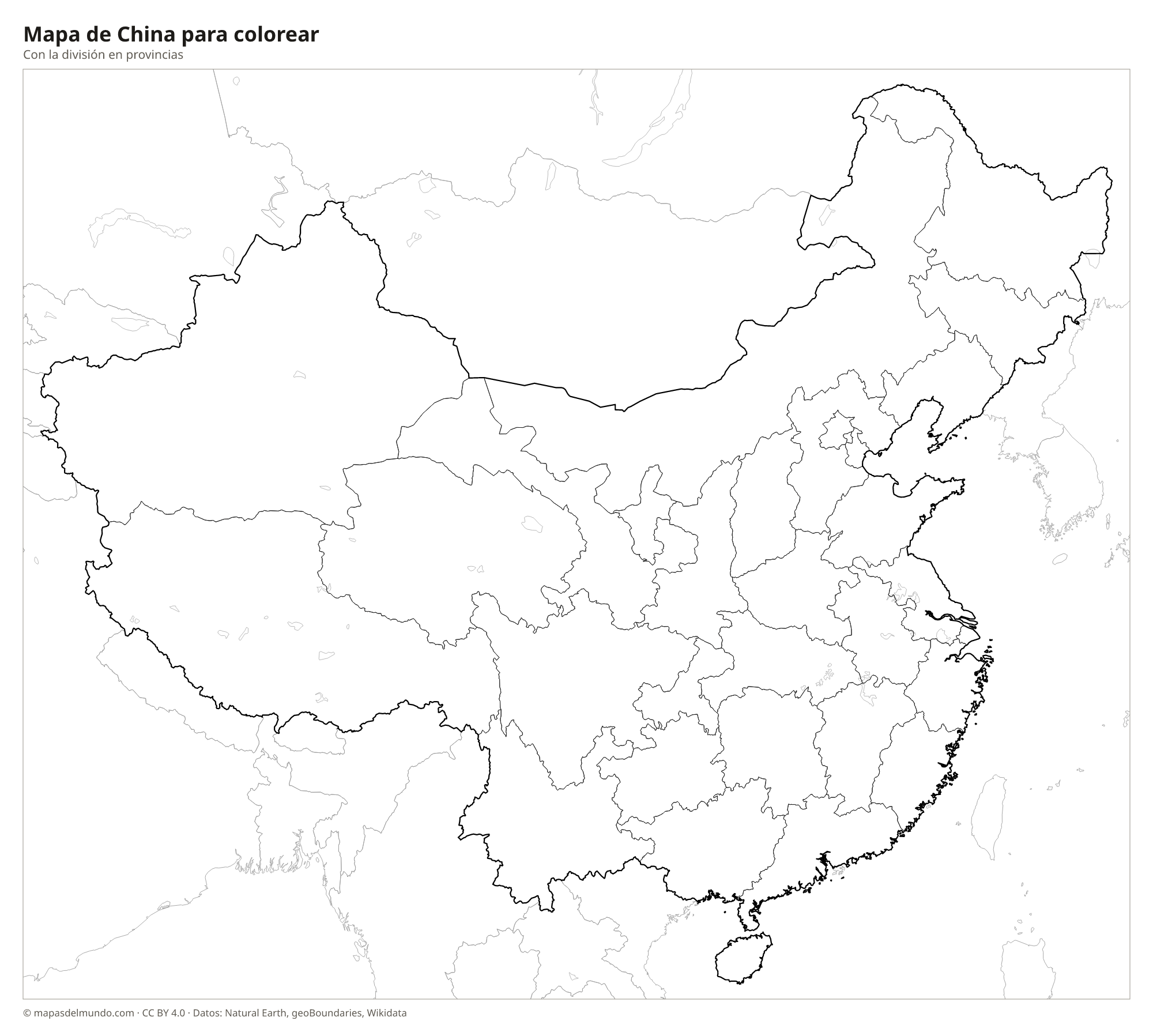 Mapa de China para colorear
