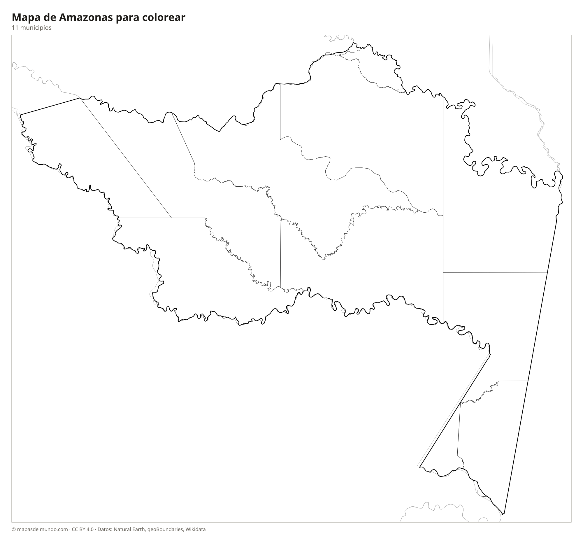 Mapa de Amazonas para colorear