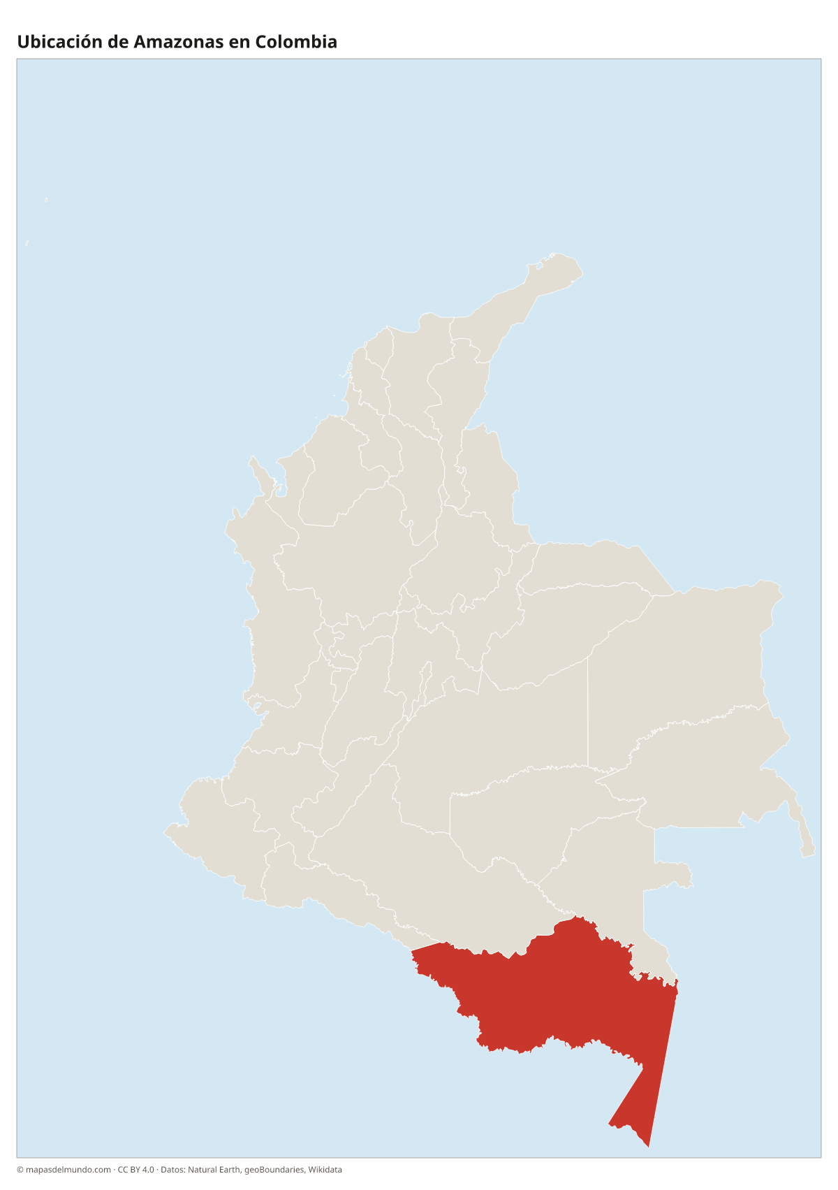 Ubicación de Amazonas en el mapa de Colombia