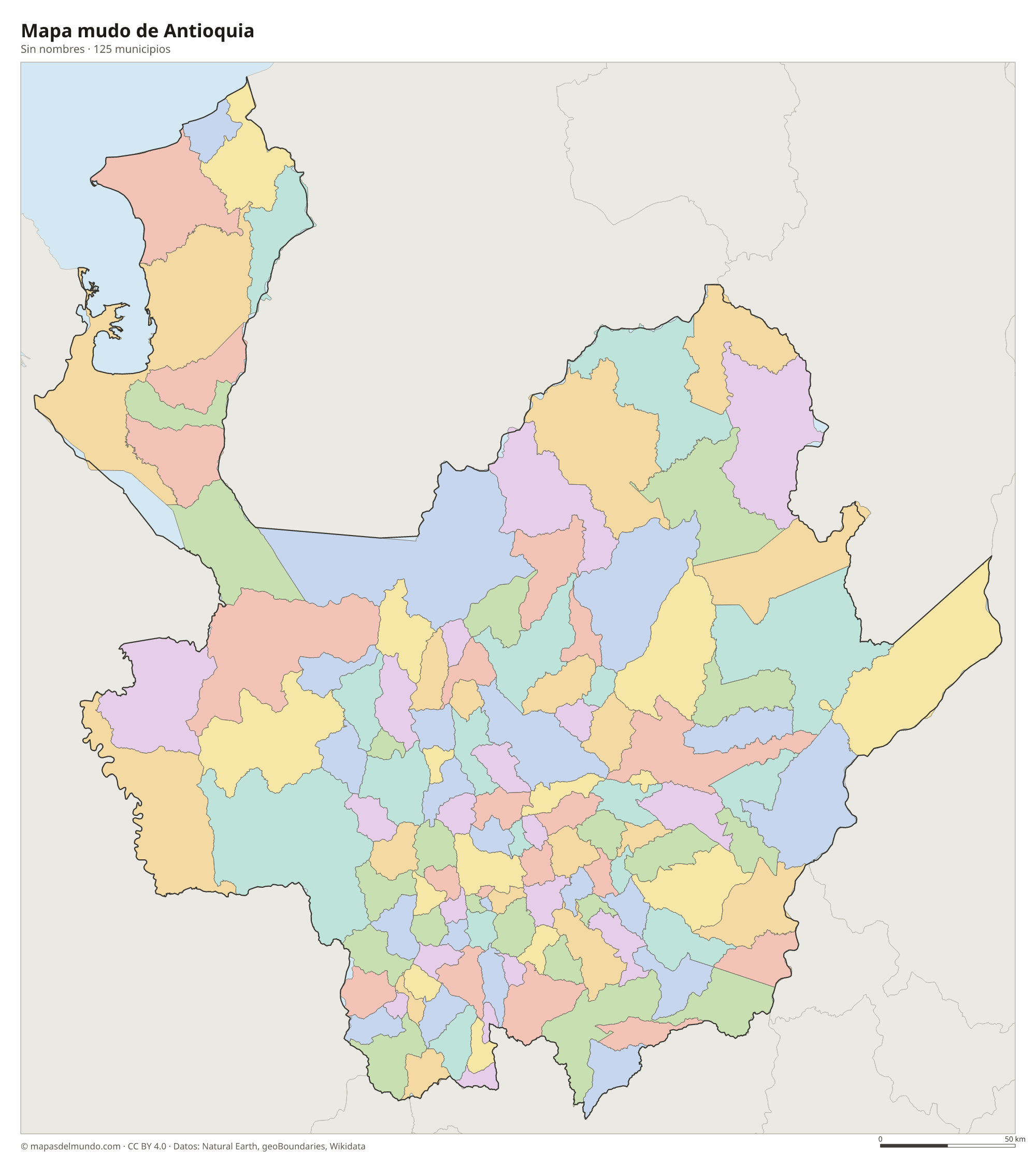Mapa mudo de Antioquia