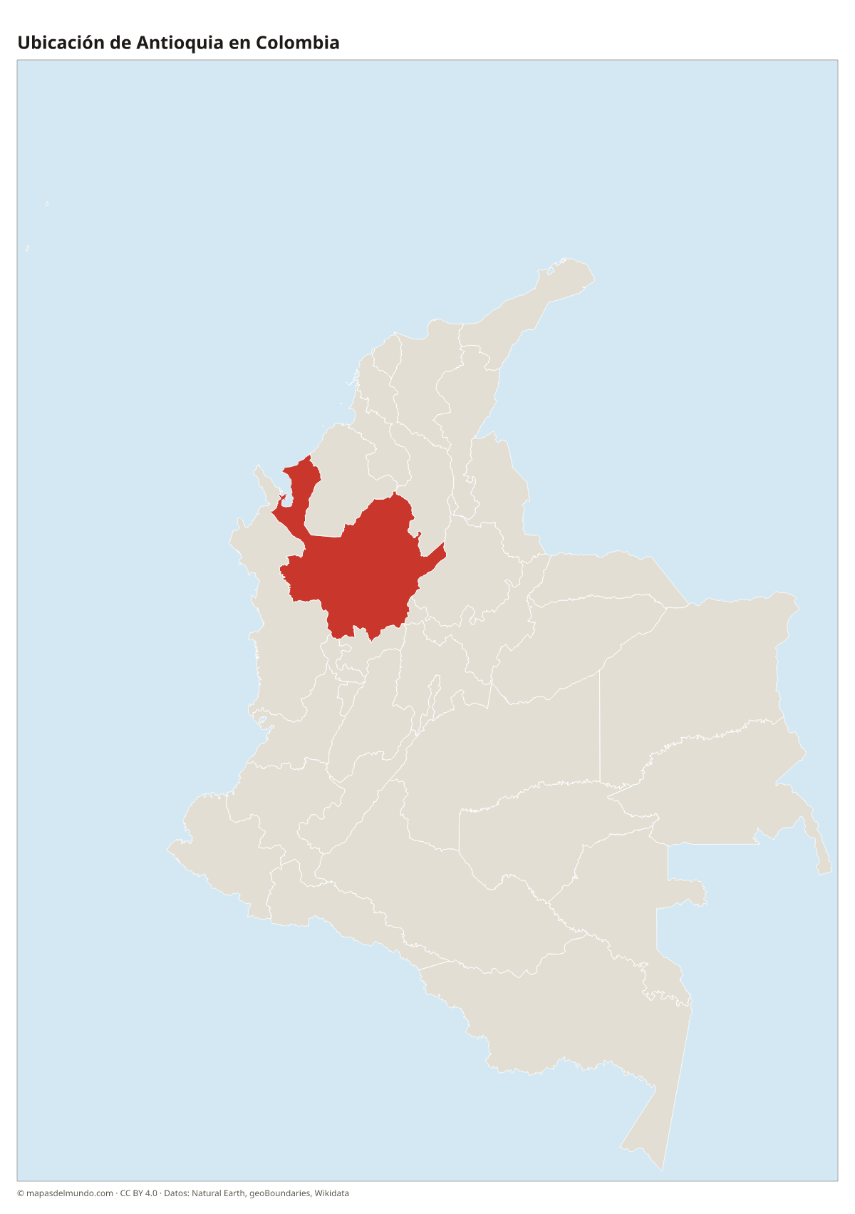 Ubicación de Antioquia en el mapa de Colombia