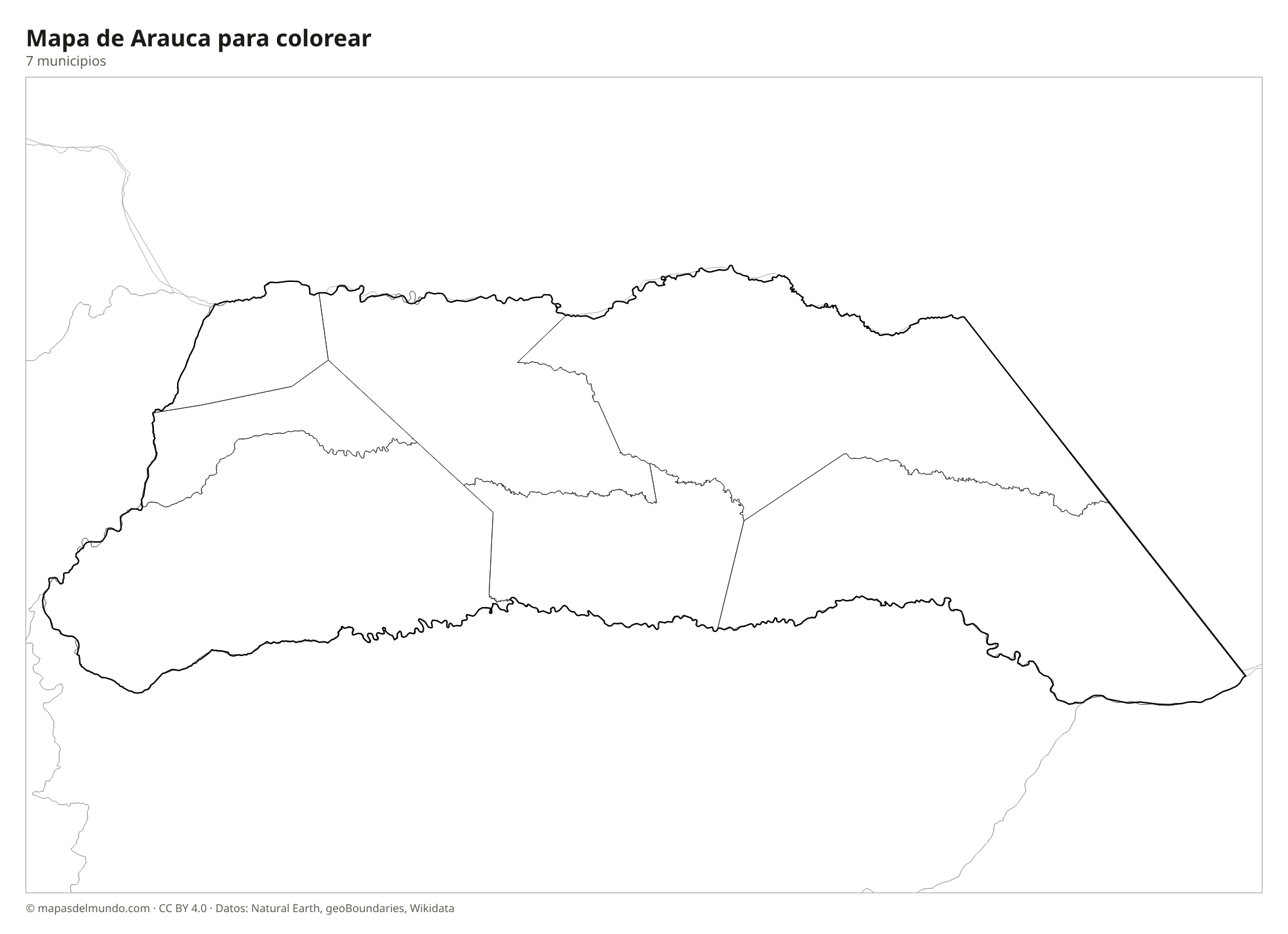 Mapa de Arauca para colorear
