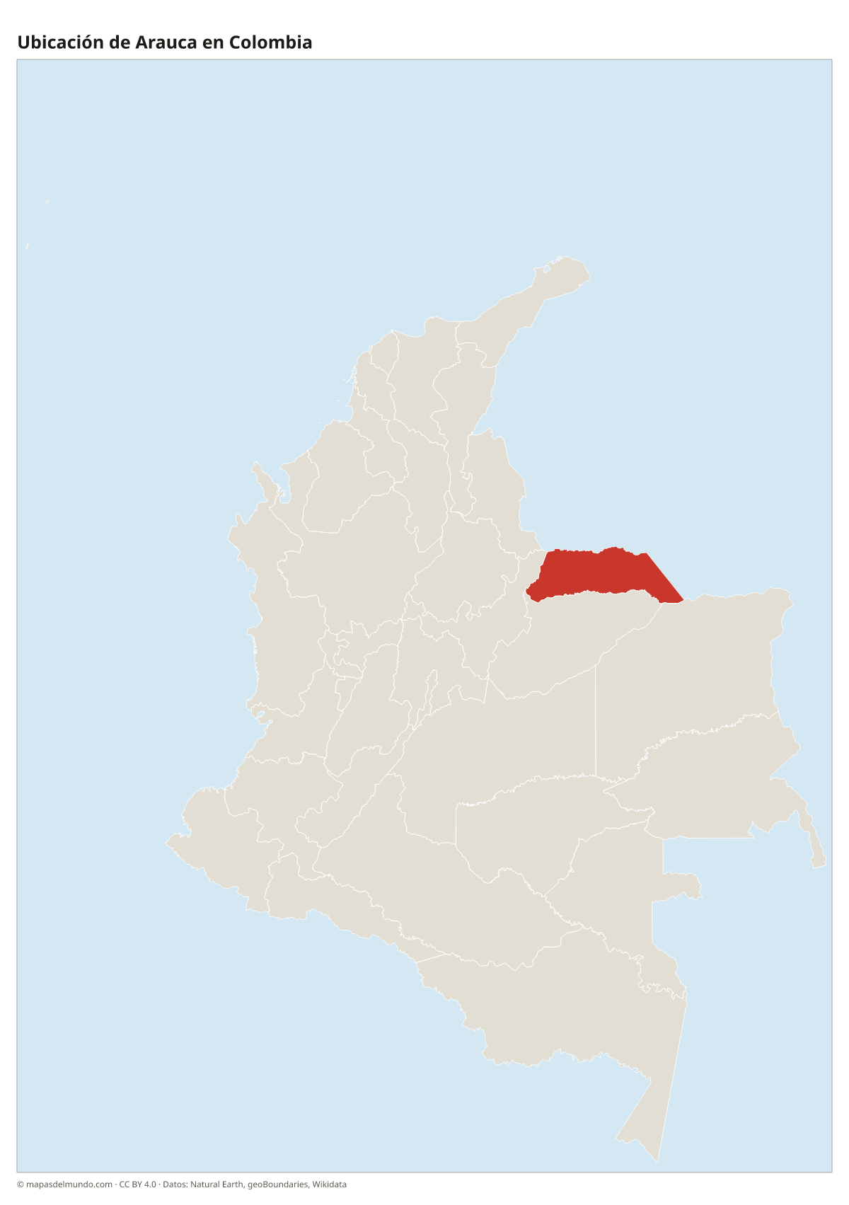 Ubicación de Arauca en el mapa de Colombia