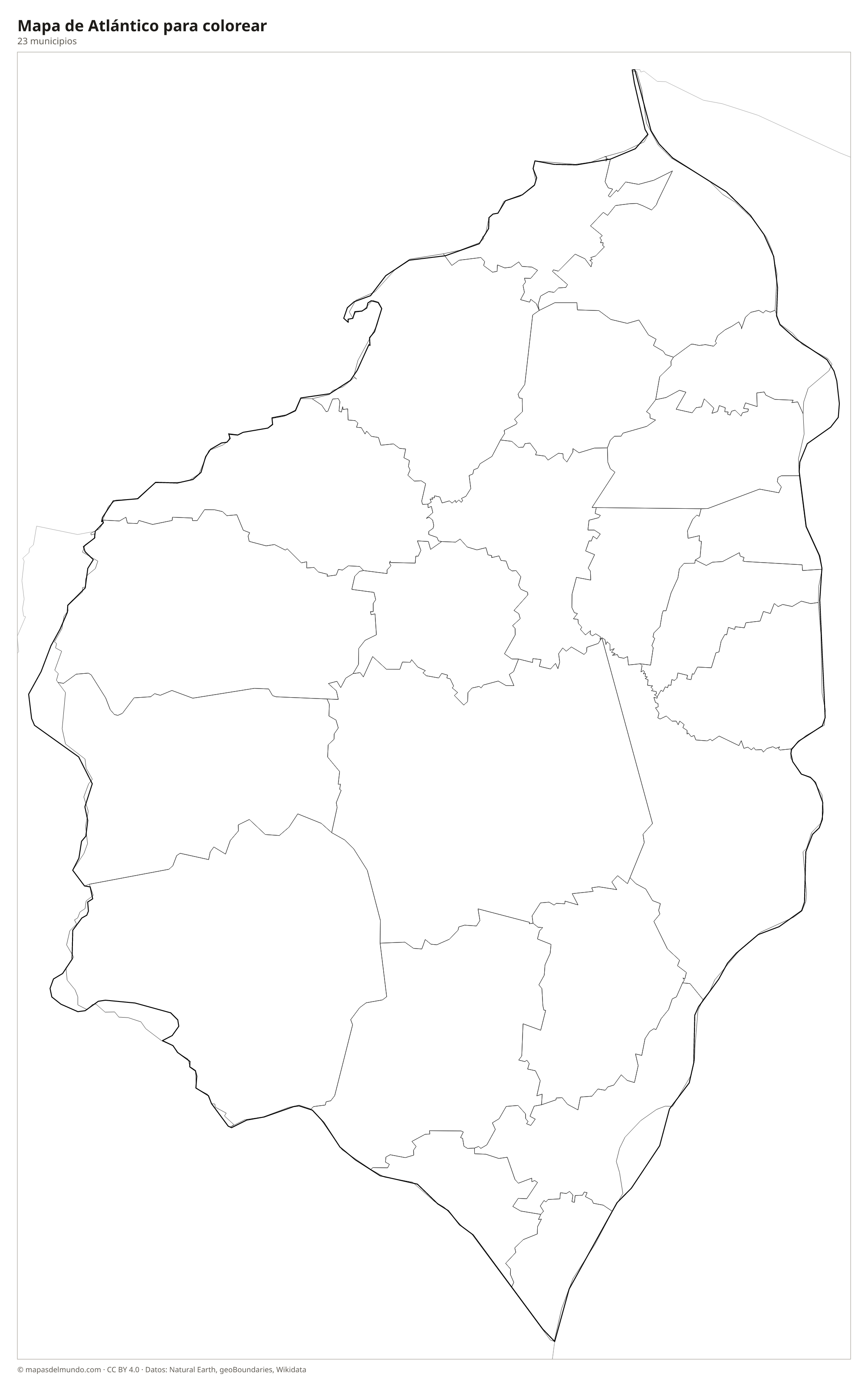 Mapa de Atlántico para colorear