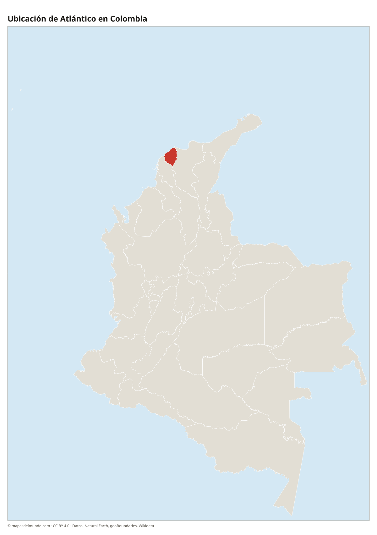 Ubicación de Atlántico en el mapa de Colombia