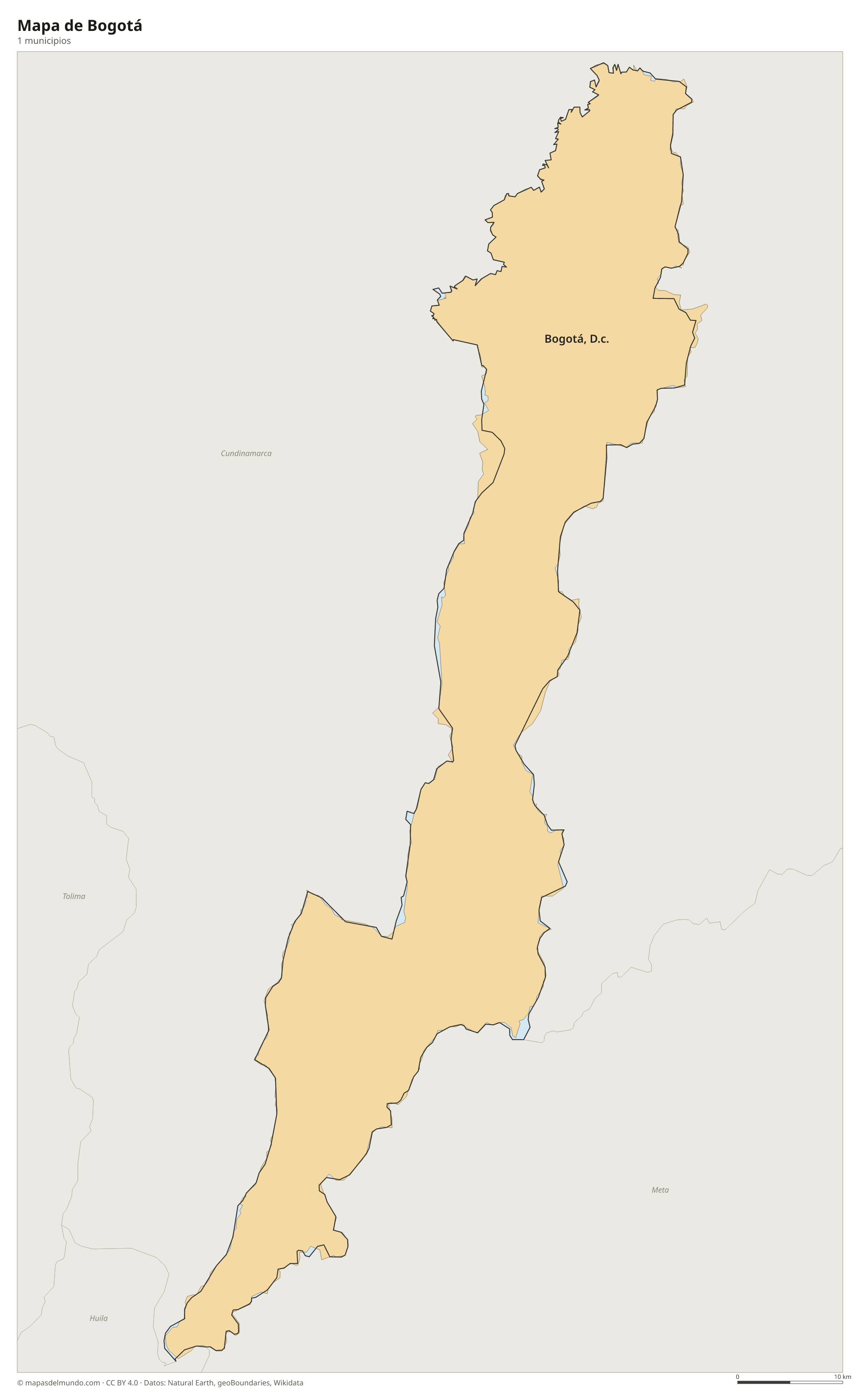 Mapa de Bogotá con sus 1 municipios