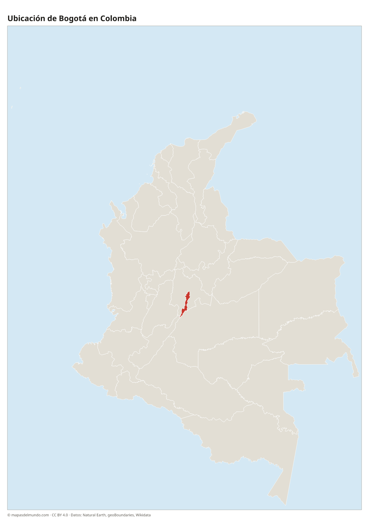 Ubicación de Bogotá en el mapa de Colombia