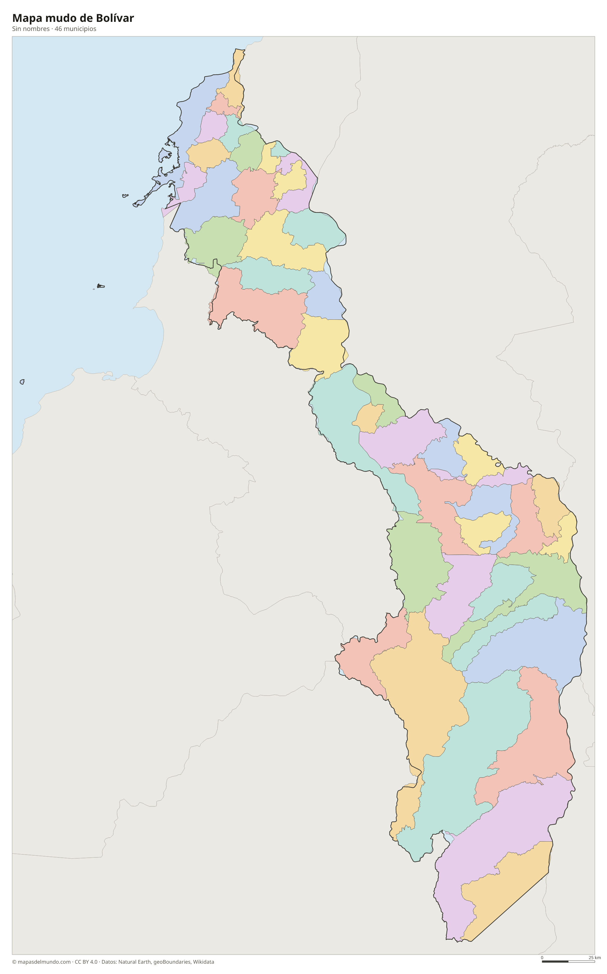 Mapa mudo de Bolívar