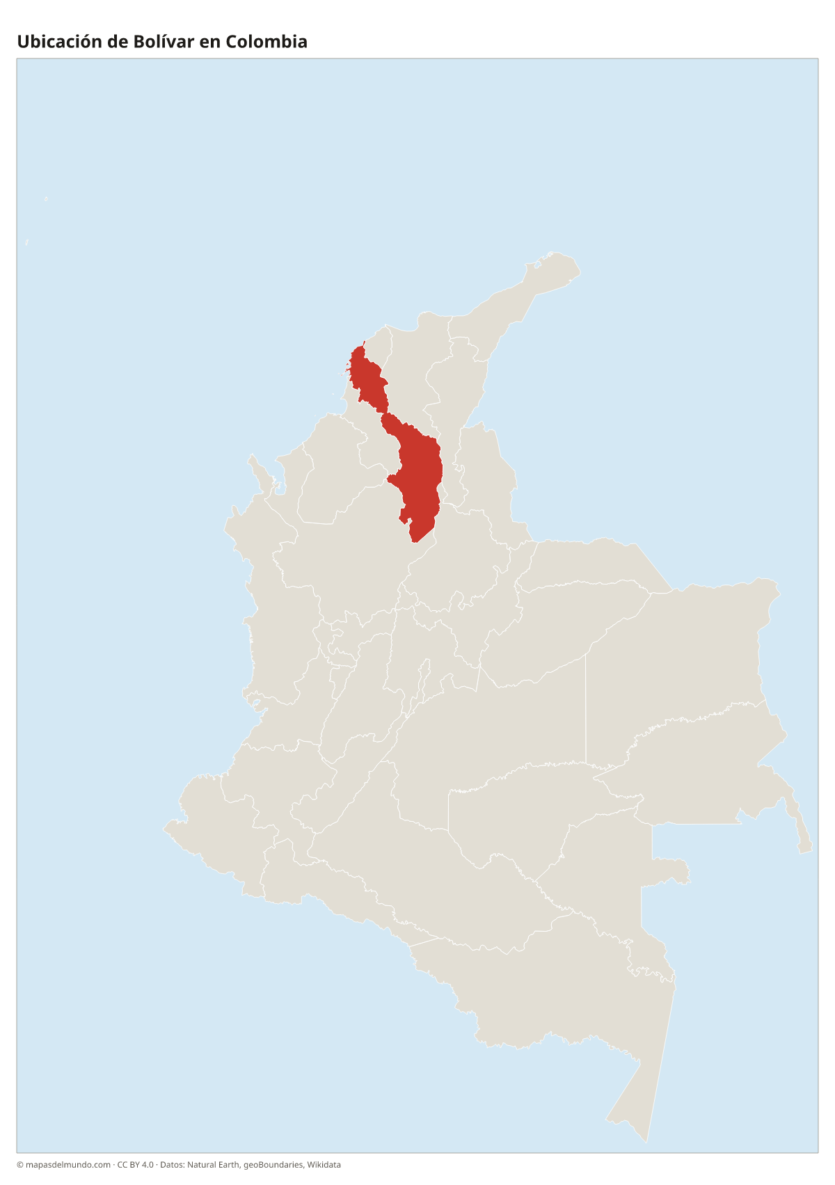 Ubicación de Bolívar en el mapa de Colombia