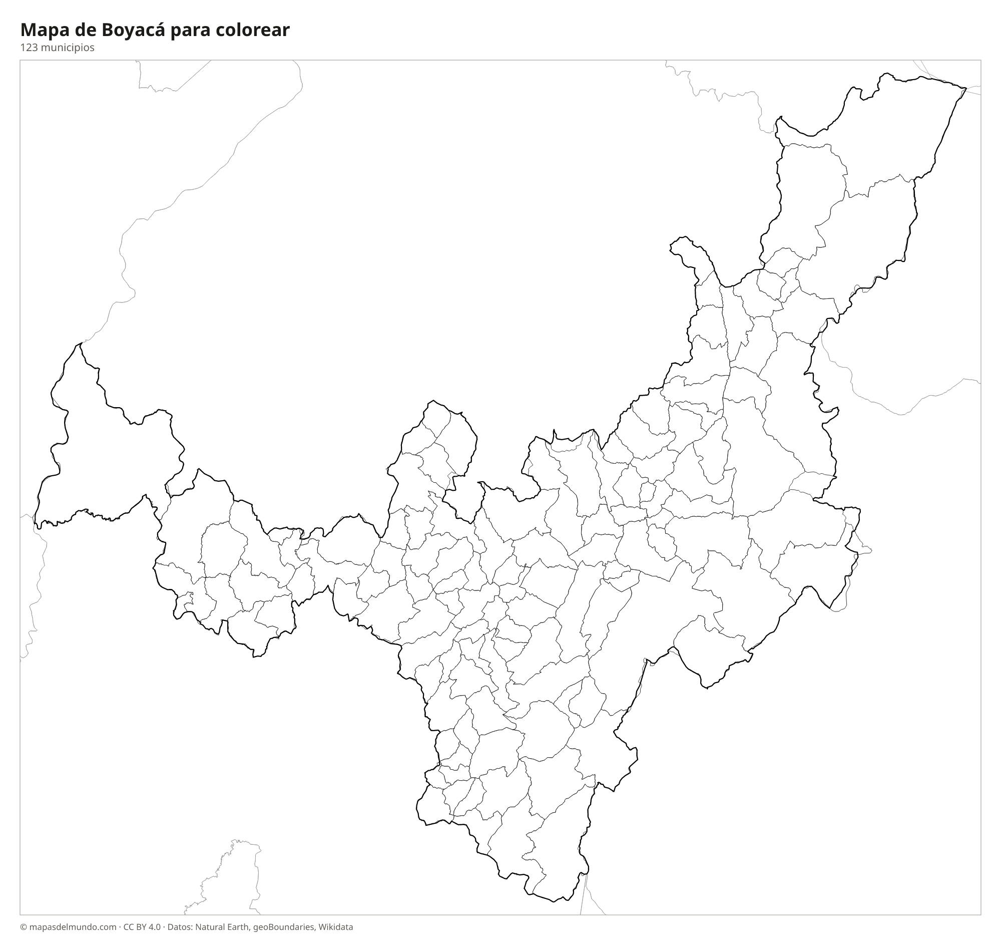 Mapa de Boyacá para colorear
