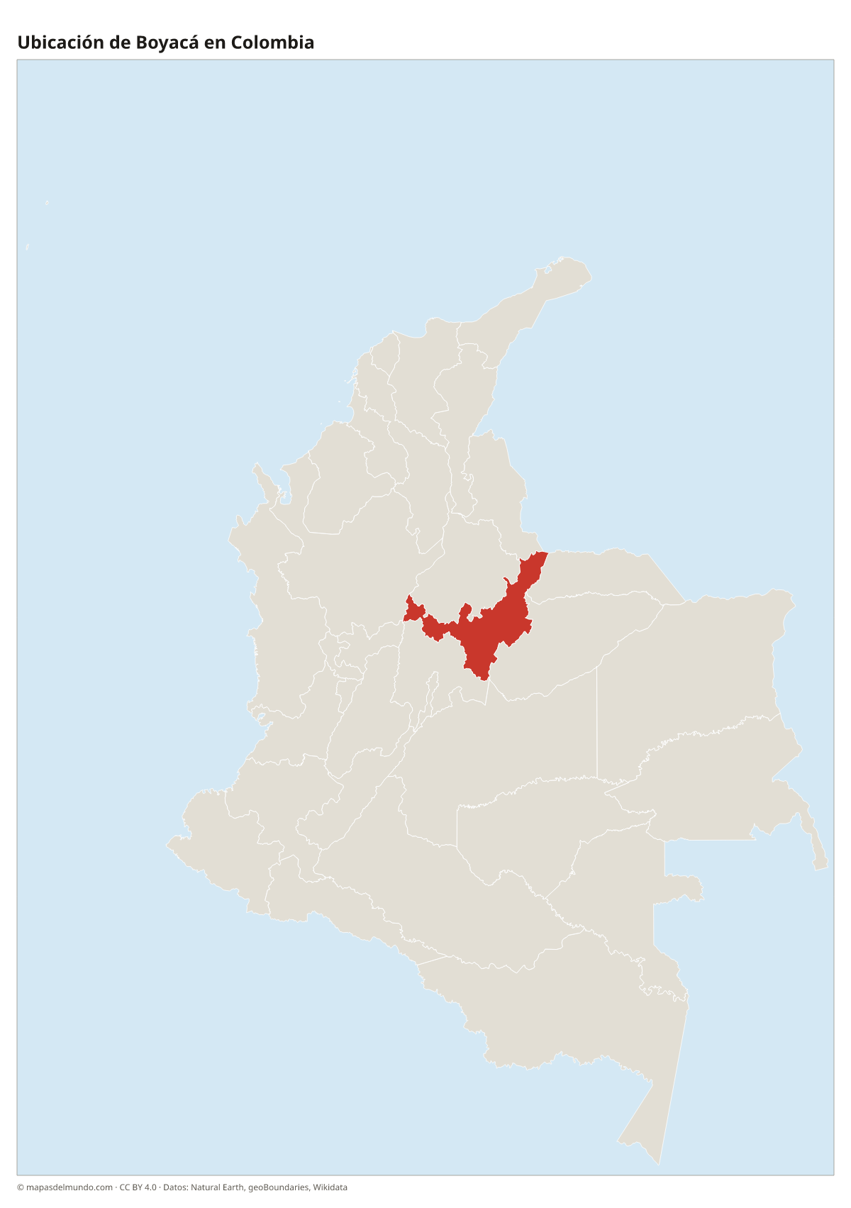 Ubicación de Boyacá en el mapa de Colombia