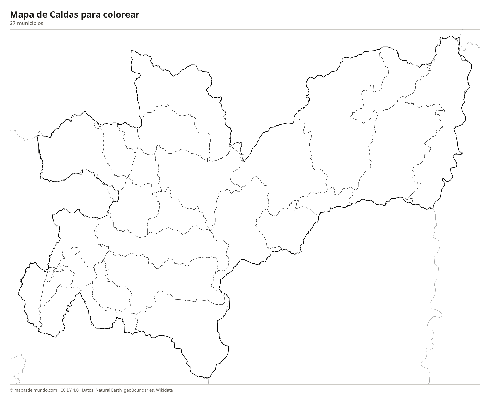 Mapa de Caldas para colorear