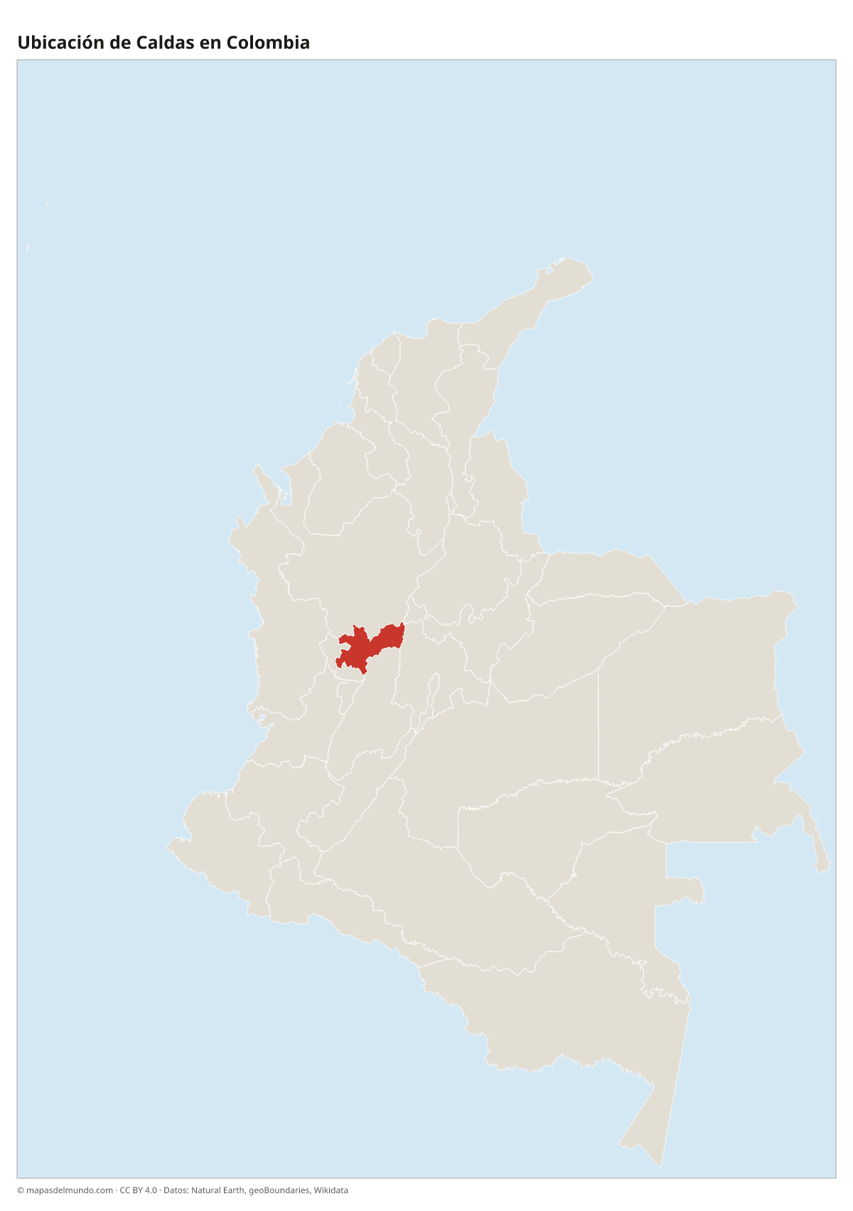 Ubicación de Caldas en el mapa de Colombia