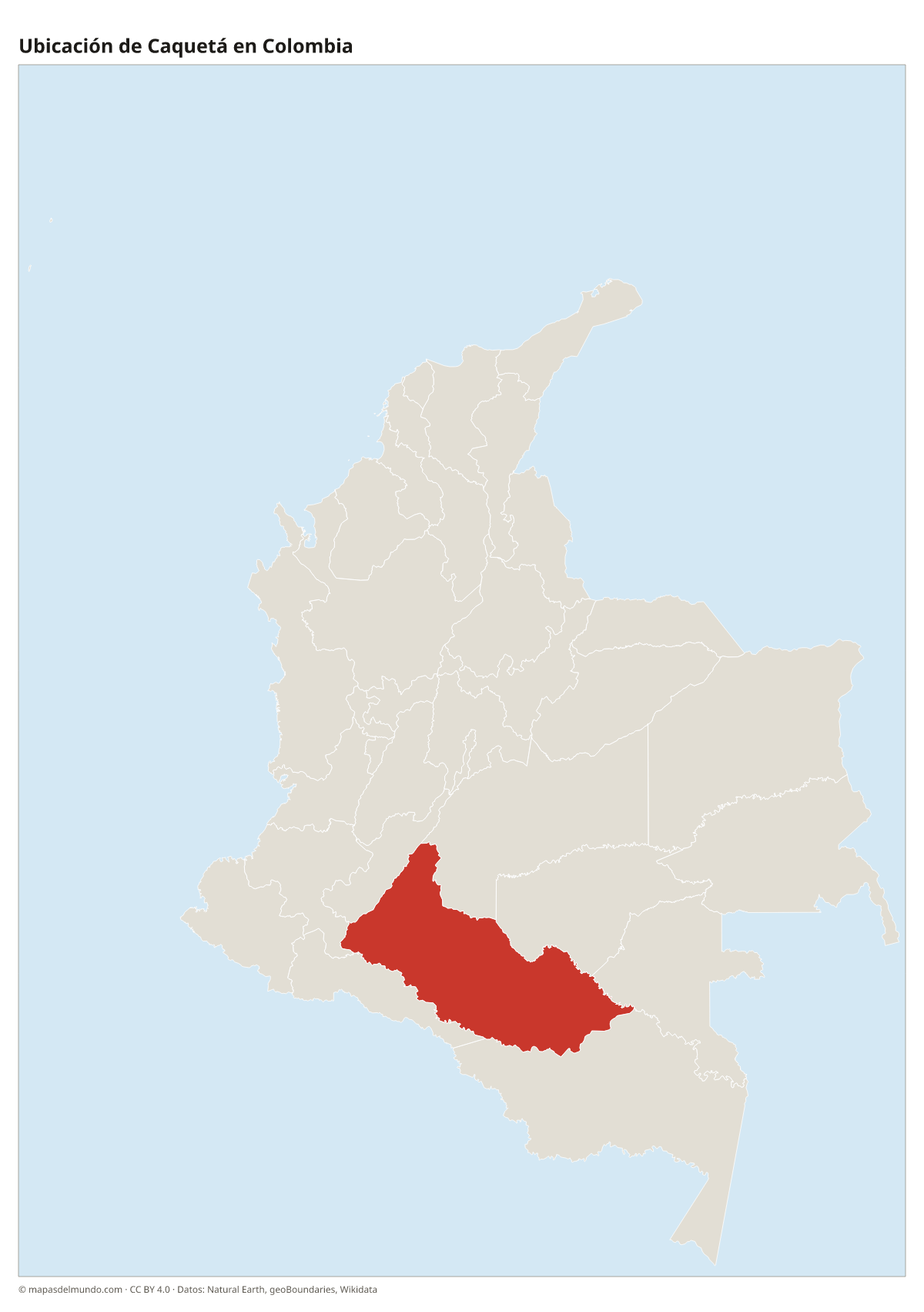 Ubicación de Caquetá en el mapa de Colombia