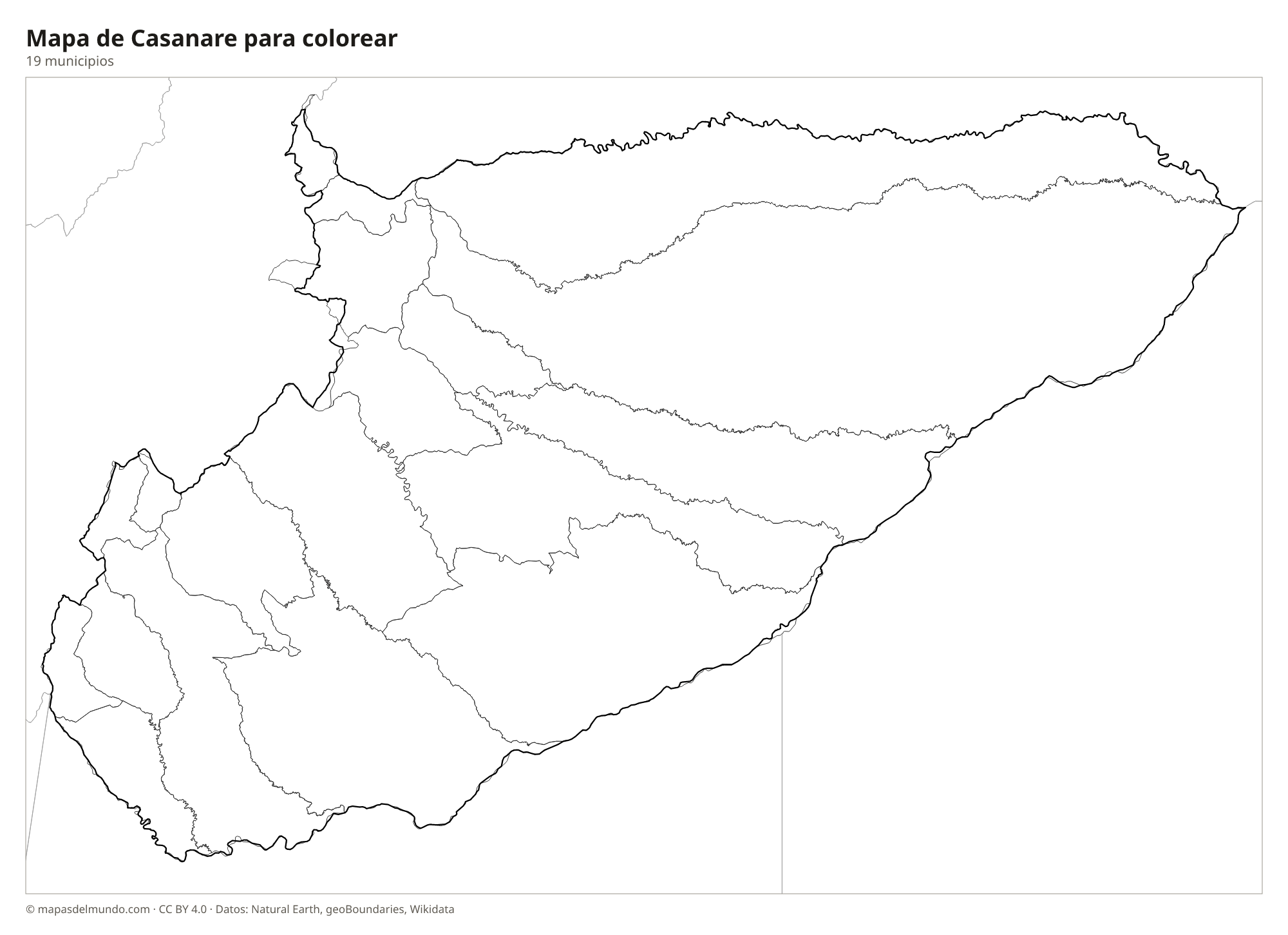 Mapa de Casanare para colorear