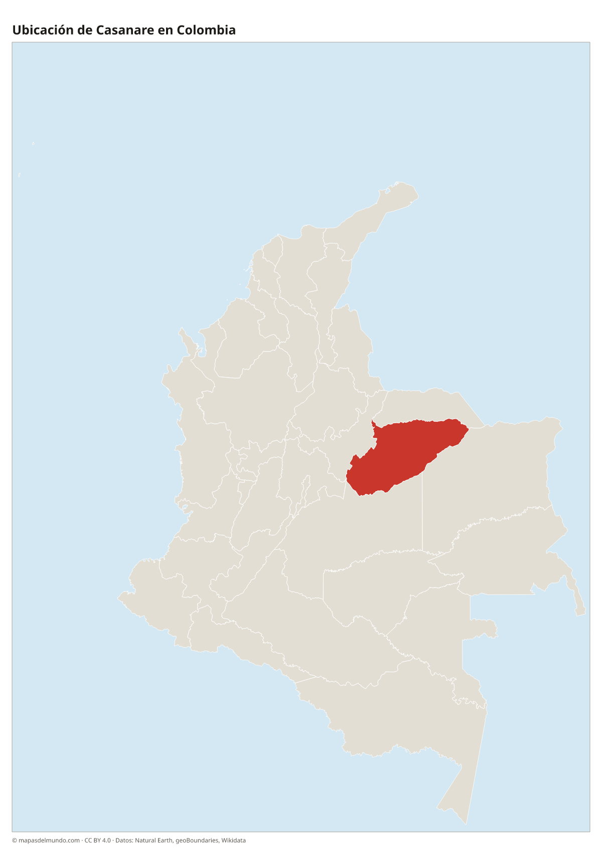 Ubicación de Casanare en el mapa de Colombia