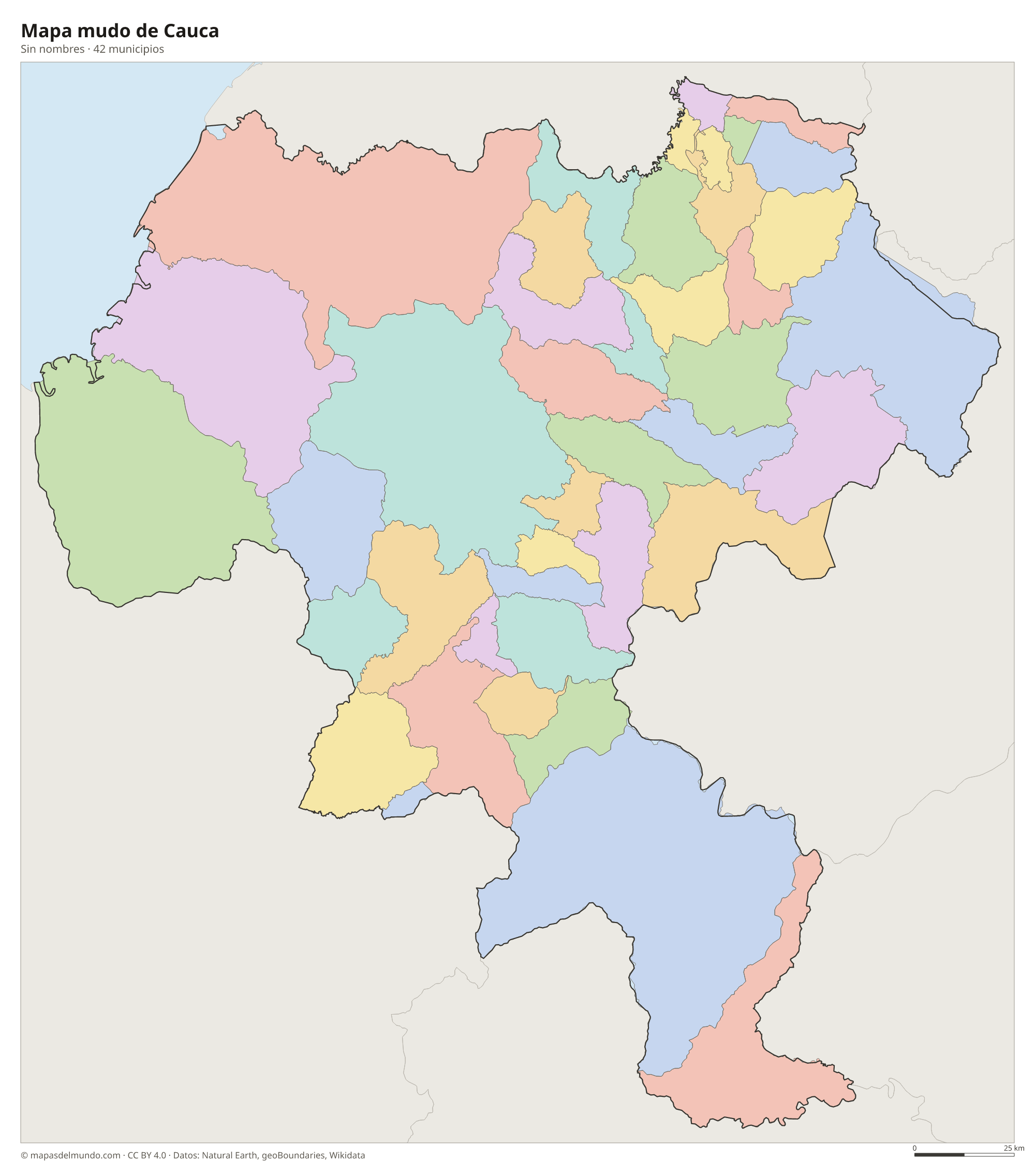 Mapa mudo de Cauca
