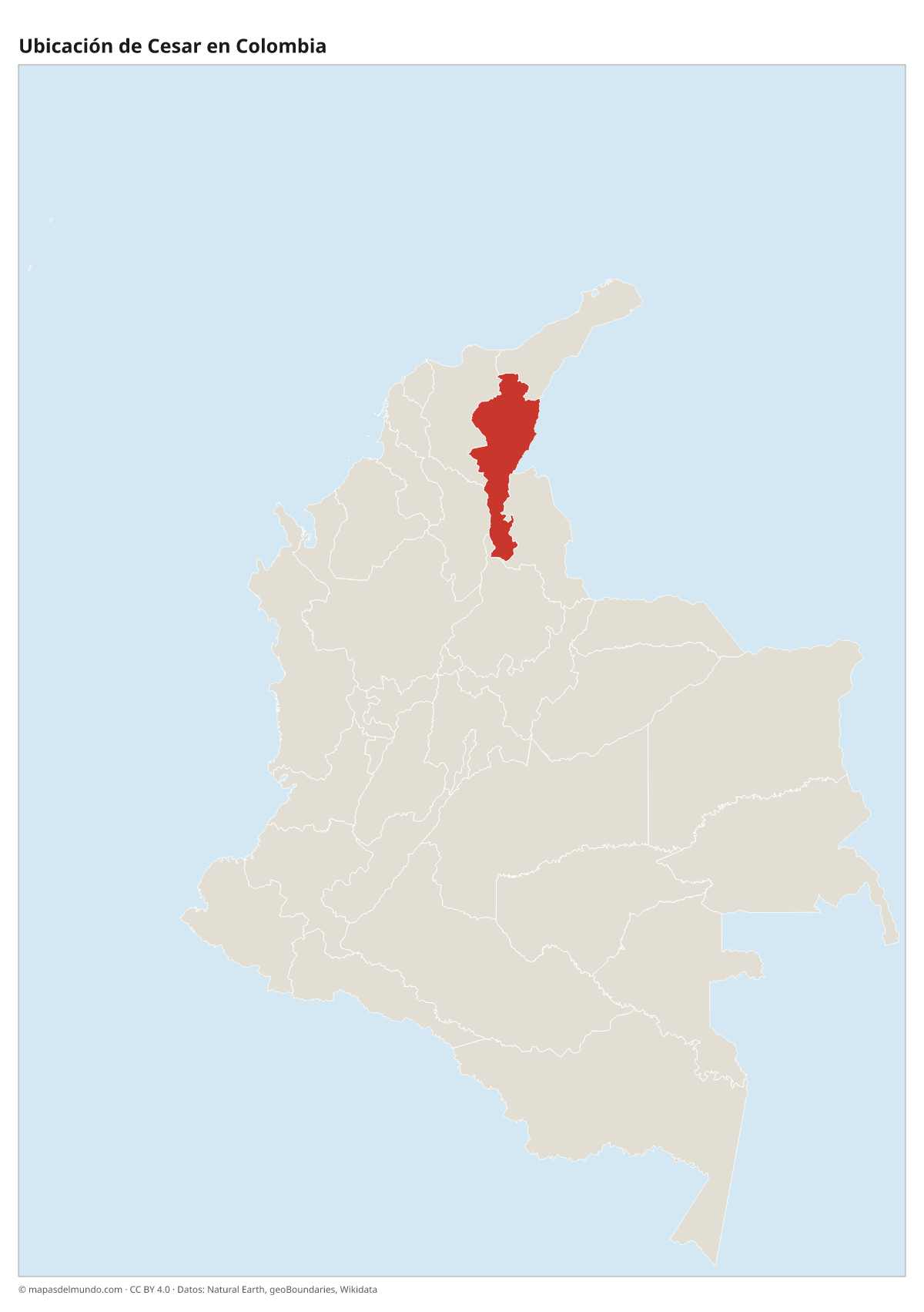 Ubicación de Cesar en el mapa de Colombia