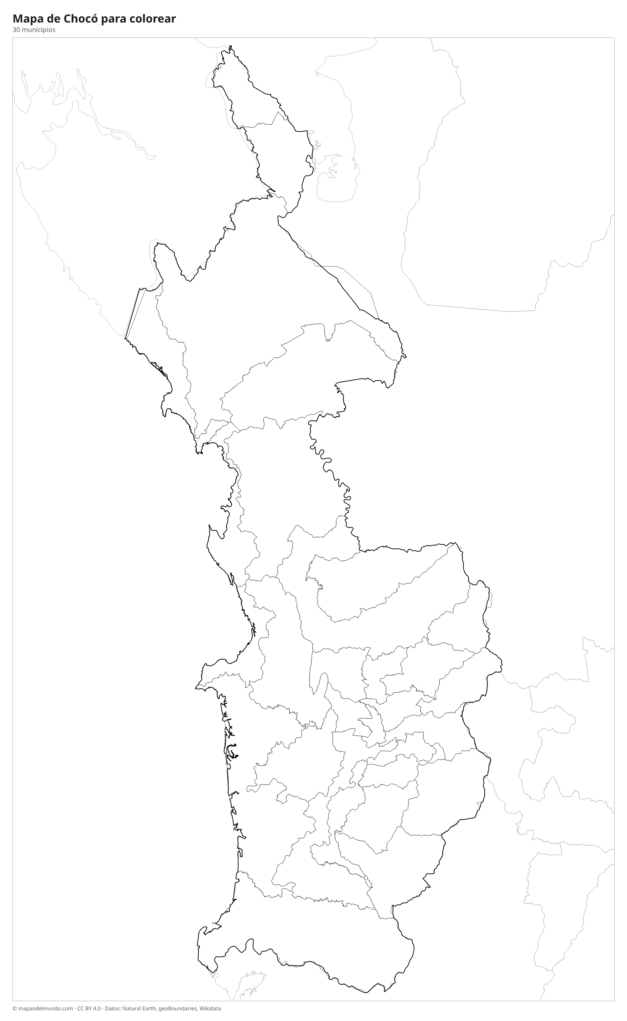 Mapa de Chocó para colorear