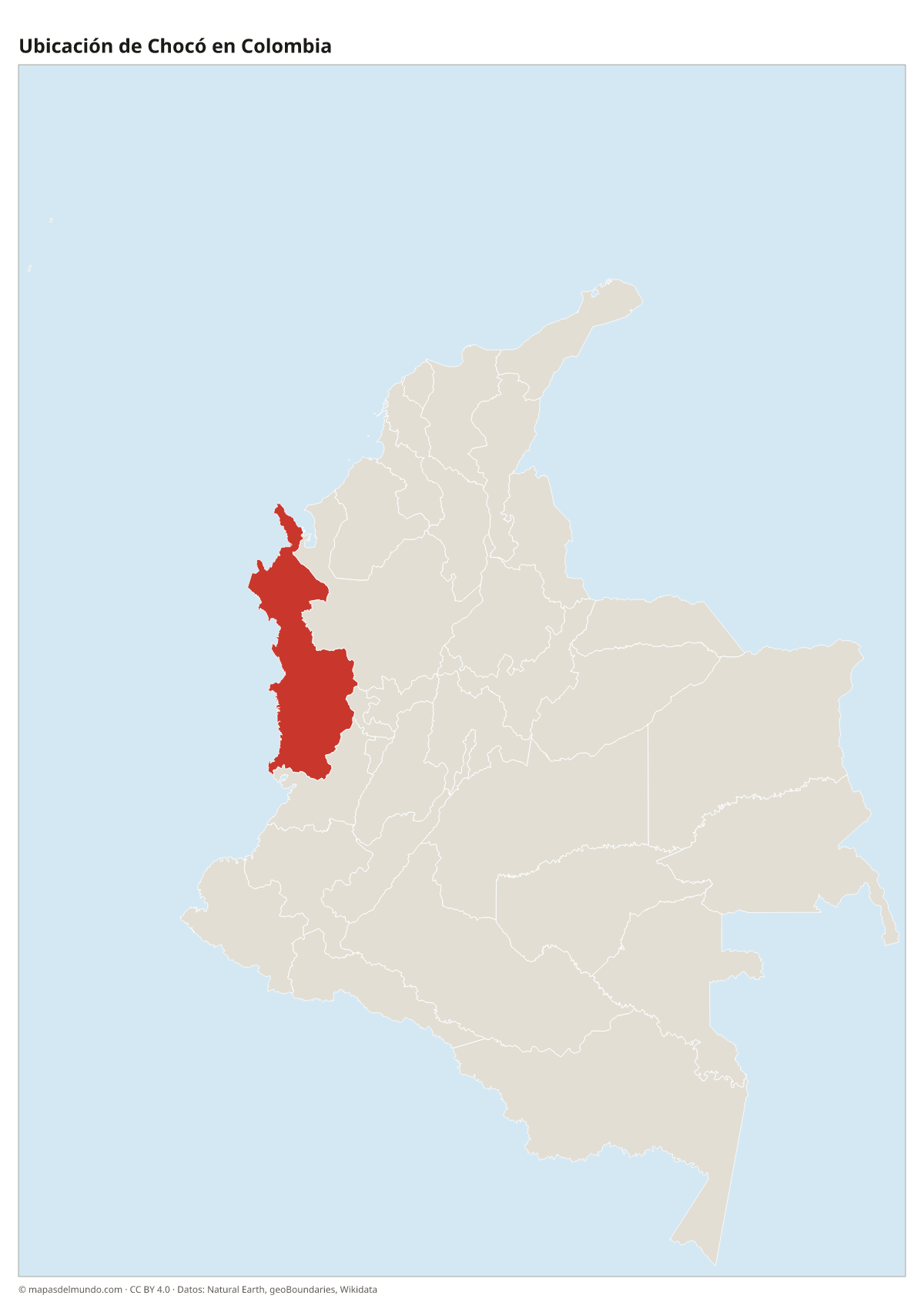 Ubicación de Chocó en el mapa de Colombia