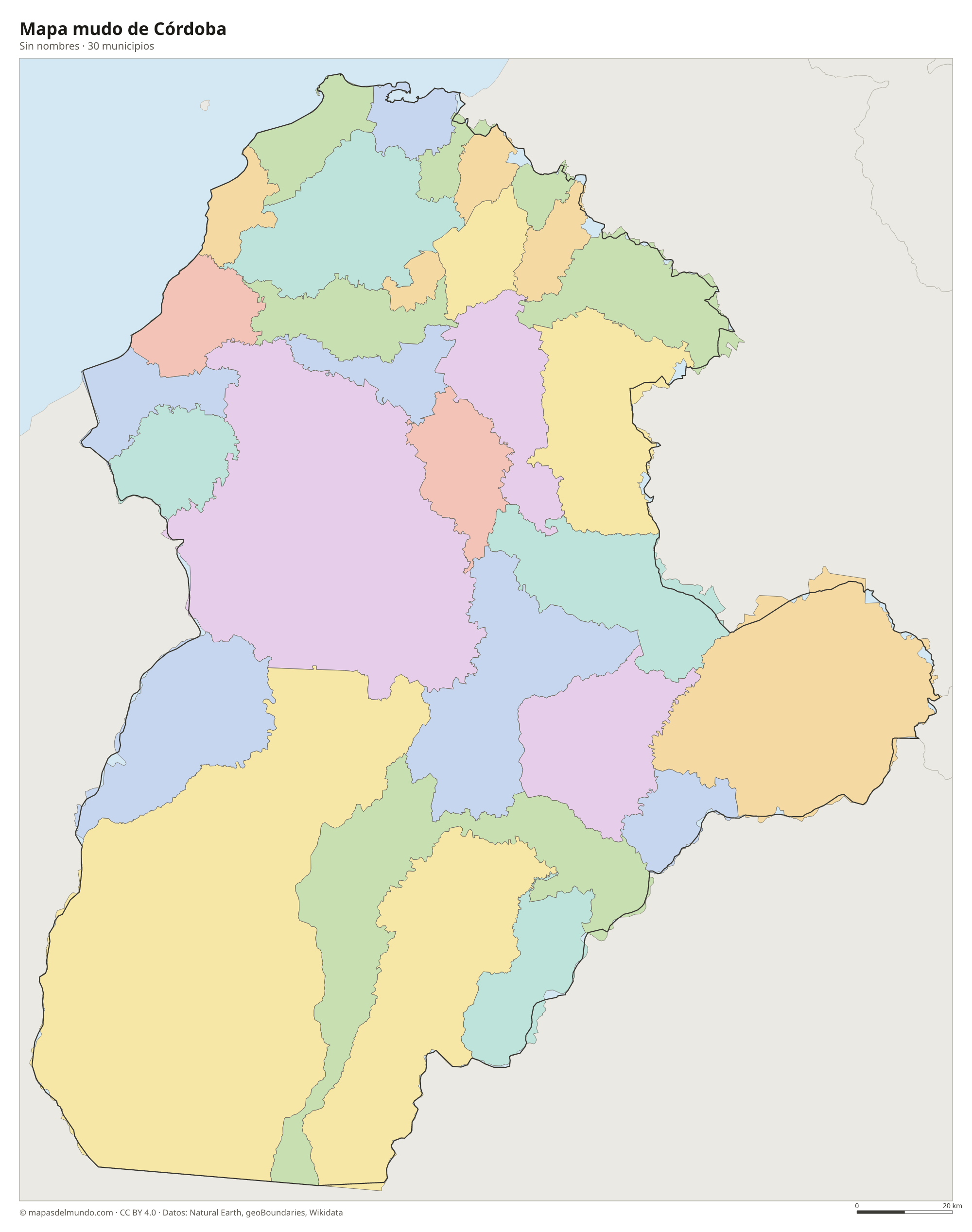 Mapa mudo de Córdoba