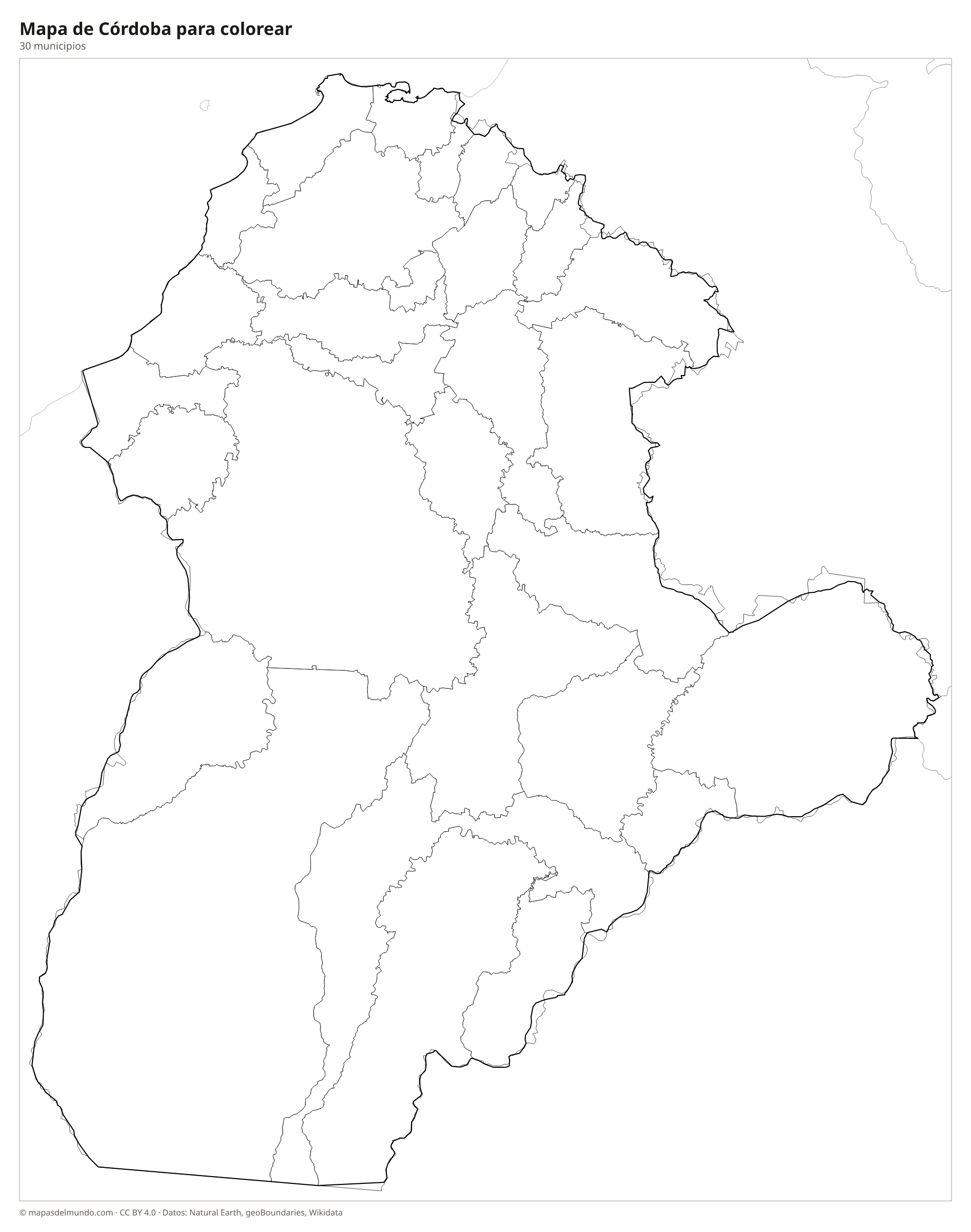 Mapa de Córdoba para colorear