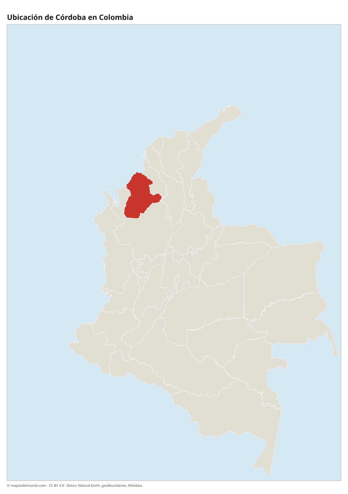 Ubicación de Córdoba en el mapa de Colombia